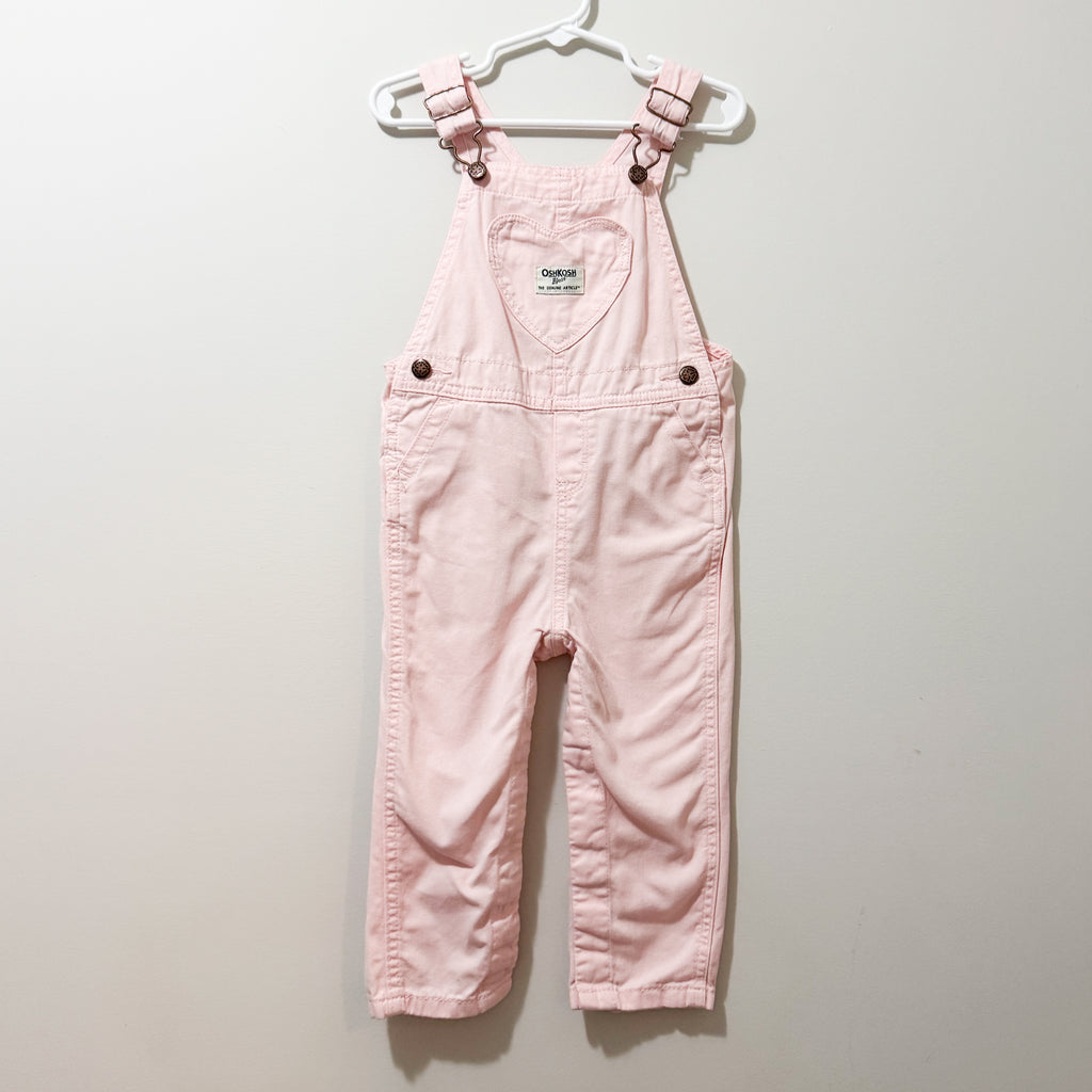 Kids Oshkosh Pink Heart Overalls Size 24M