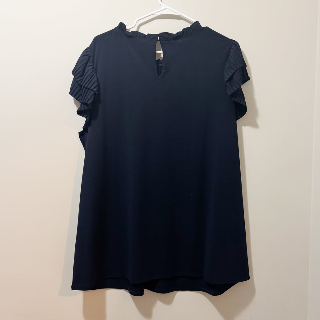 Women’s Navy Ruffle Blouse Size 2X