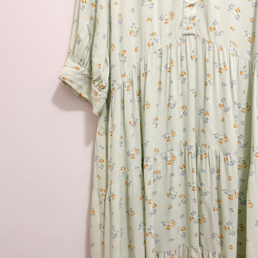 Women’s Long Green Floral Button Dress Size XXL