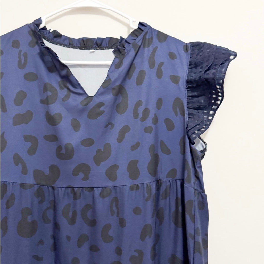 Women’s Navy & Black Leopard Print Dress Size Medium