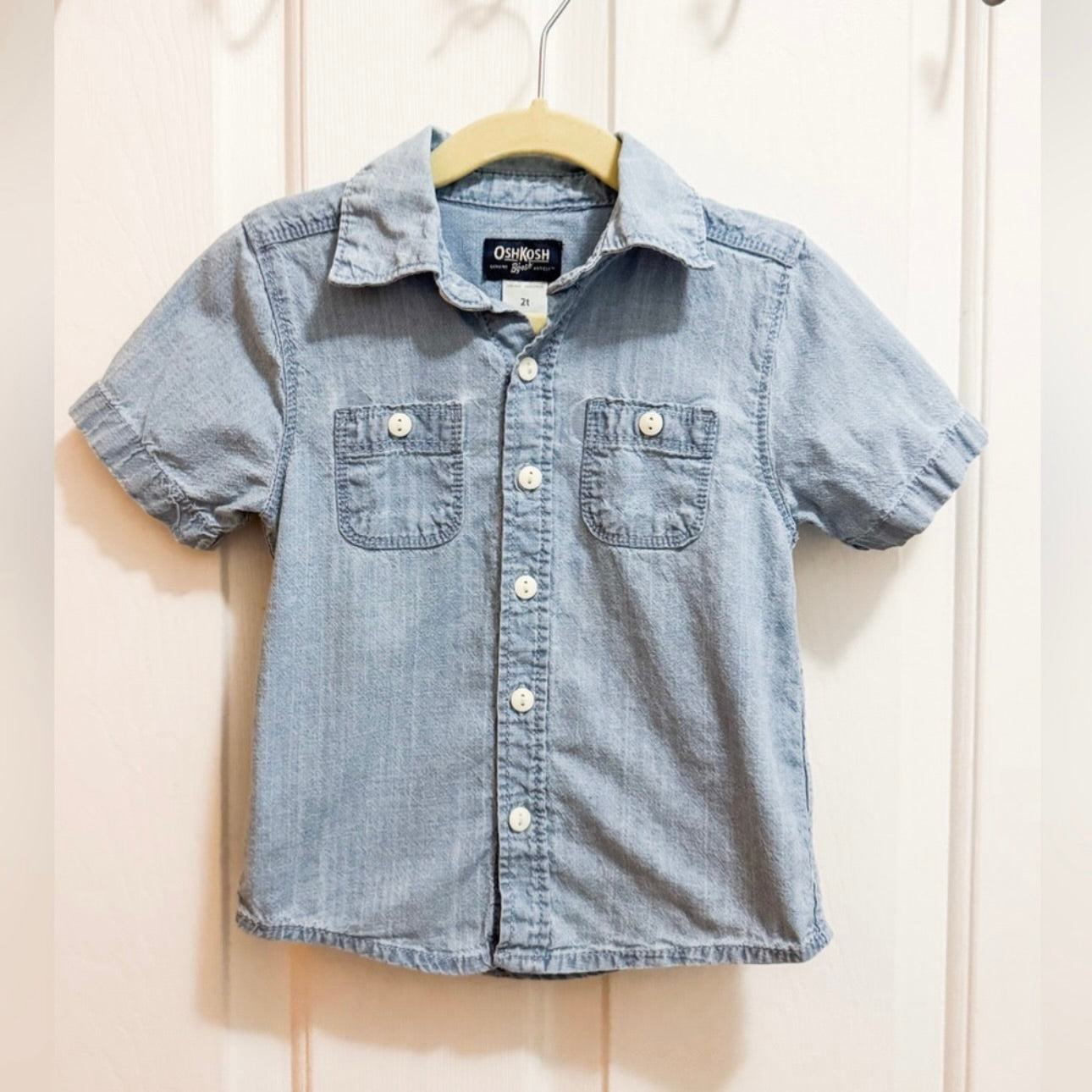 Kids Oshkosh Light Blue Denim Button Shirt Size 2T