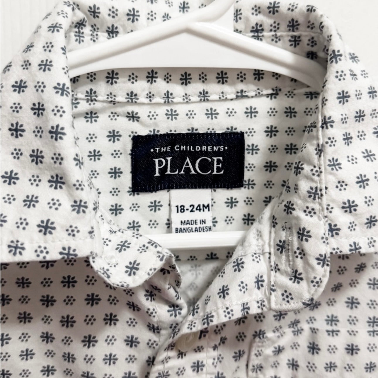 Kids White & Black Button Down Shirt Size 18-24M