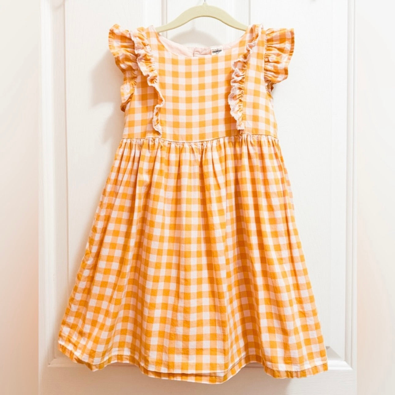 Kids Oshkosh Orange Checkered Dress Size 5T