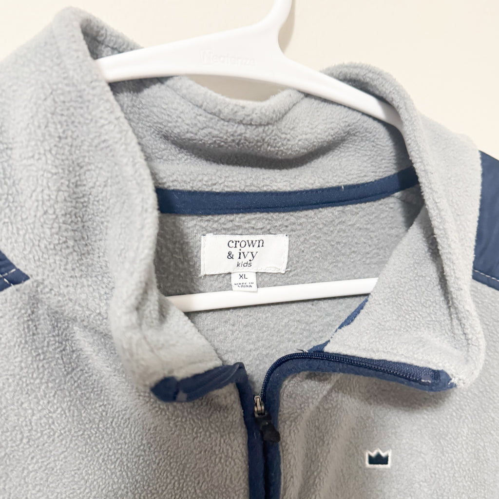 Kids Grey & Navy Fleece Jacket Size XL