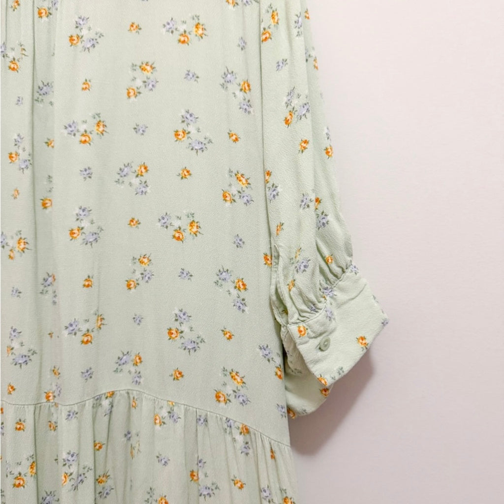 Women’s Long Green Floral Button Dress Size XXL