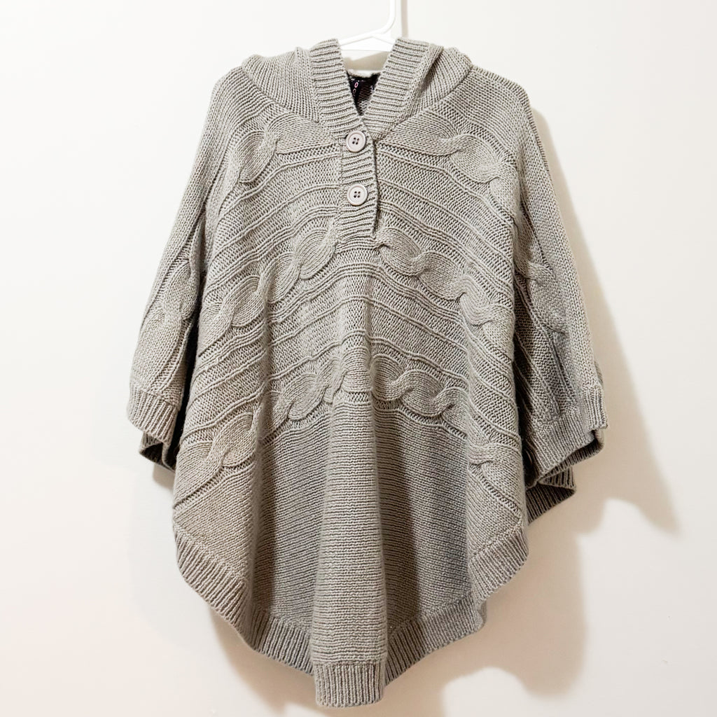 Kids Grey Sweater Knit Poncho Size Small