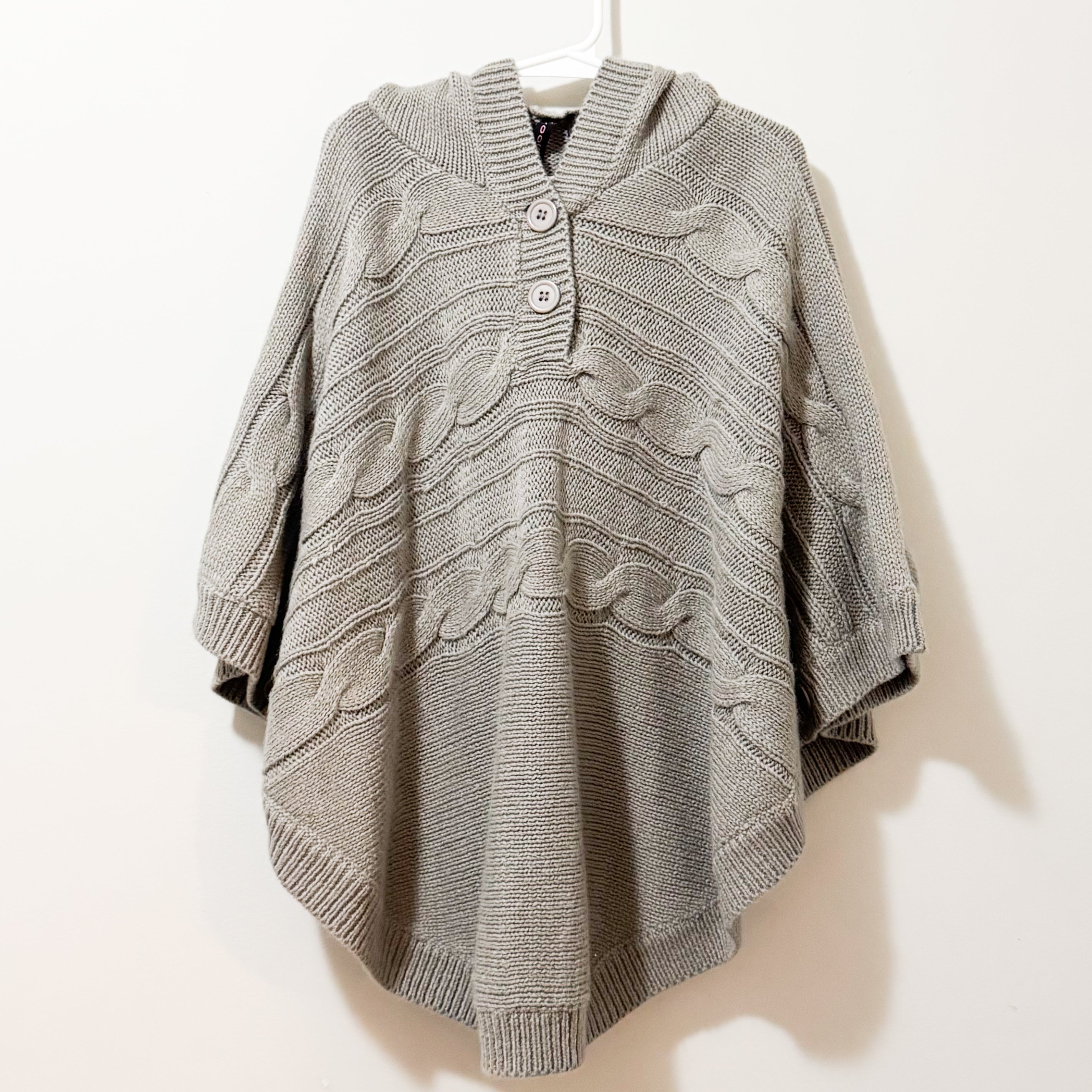 Kids Grey Sweater Knit Poncho Size Small