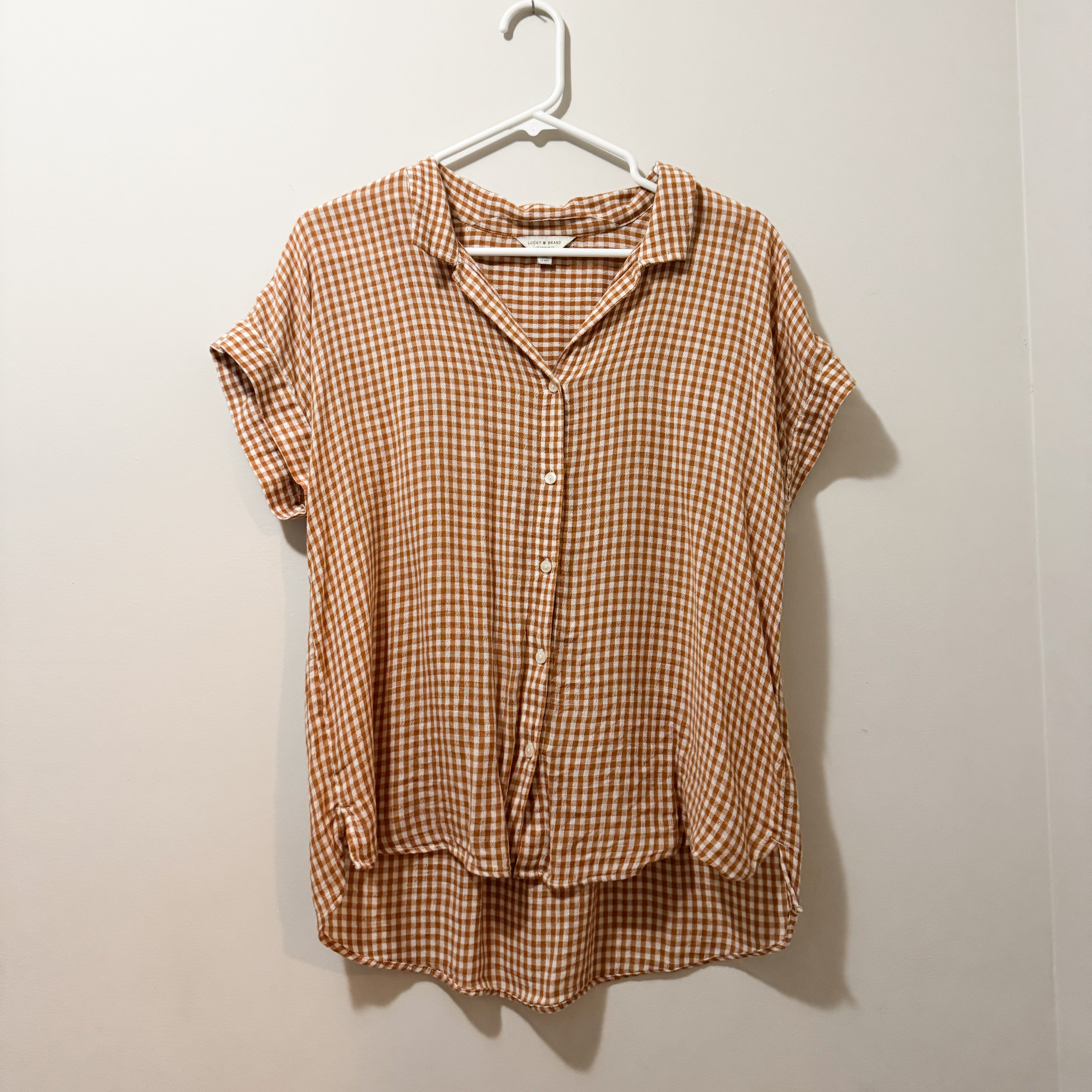 Women’s Checkered Print Lucky Brand Blouse Size Small