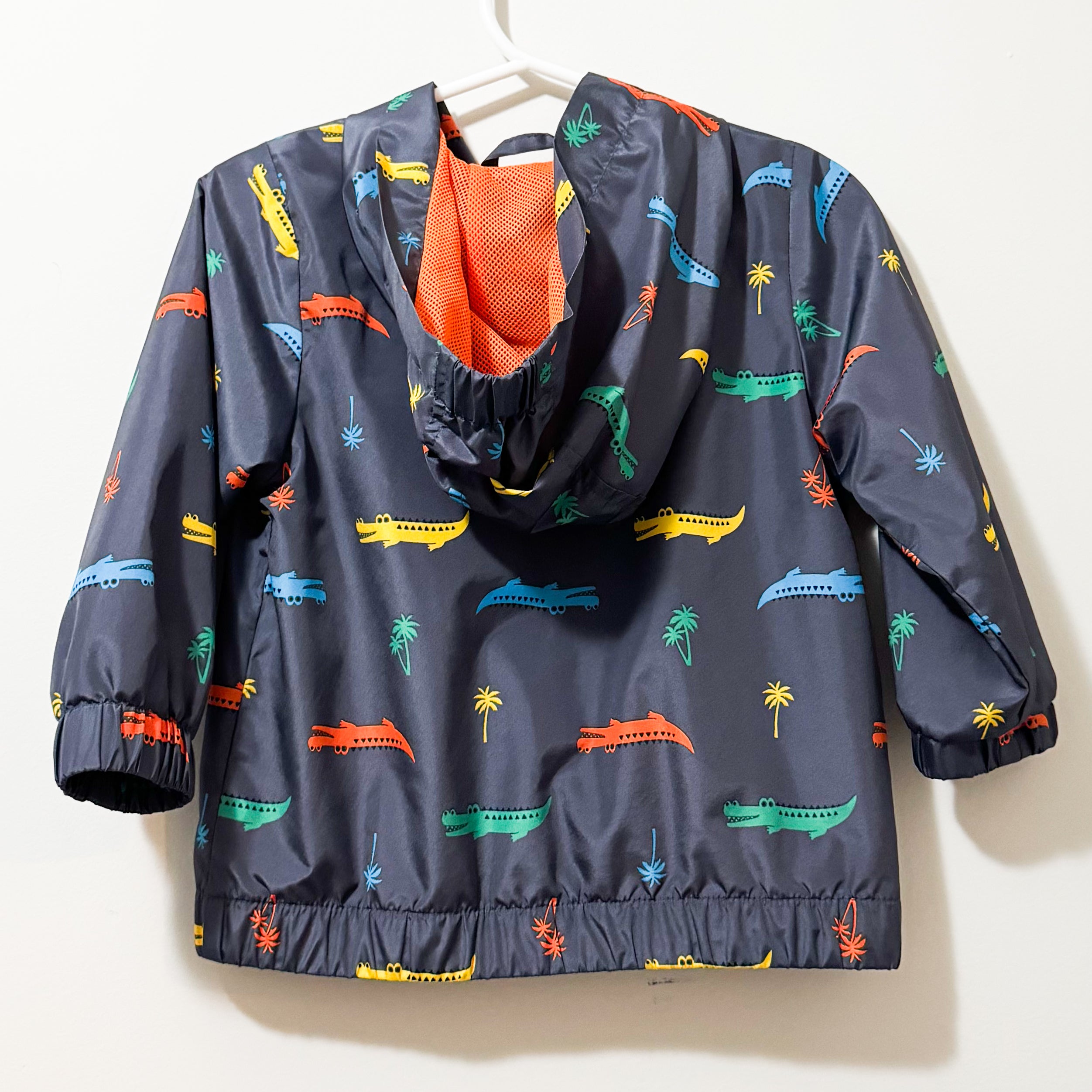 Kids Grey Multicolor Crocodile Raincoat Size 18M