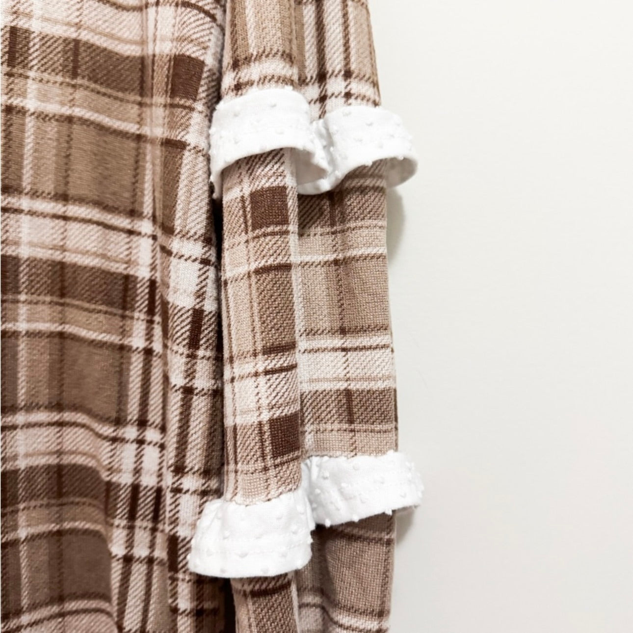 Women’s Brown Plaid Cozy Long Sleeve Top Size Small