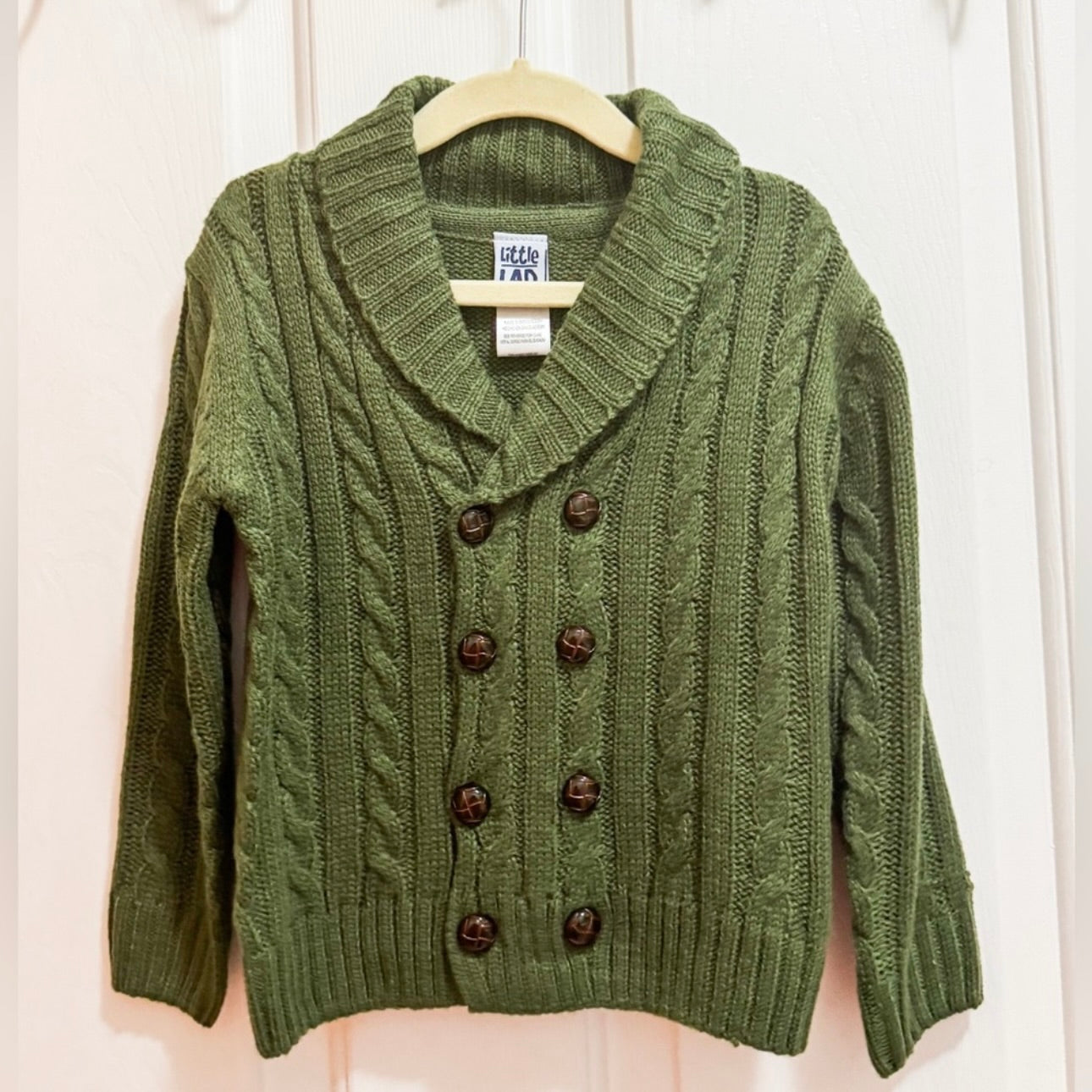 Kids Green Cable Knit Sweater Jacket Size 2T