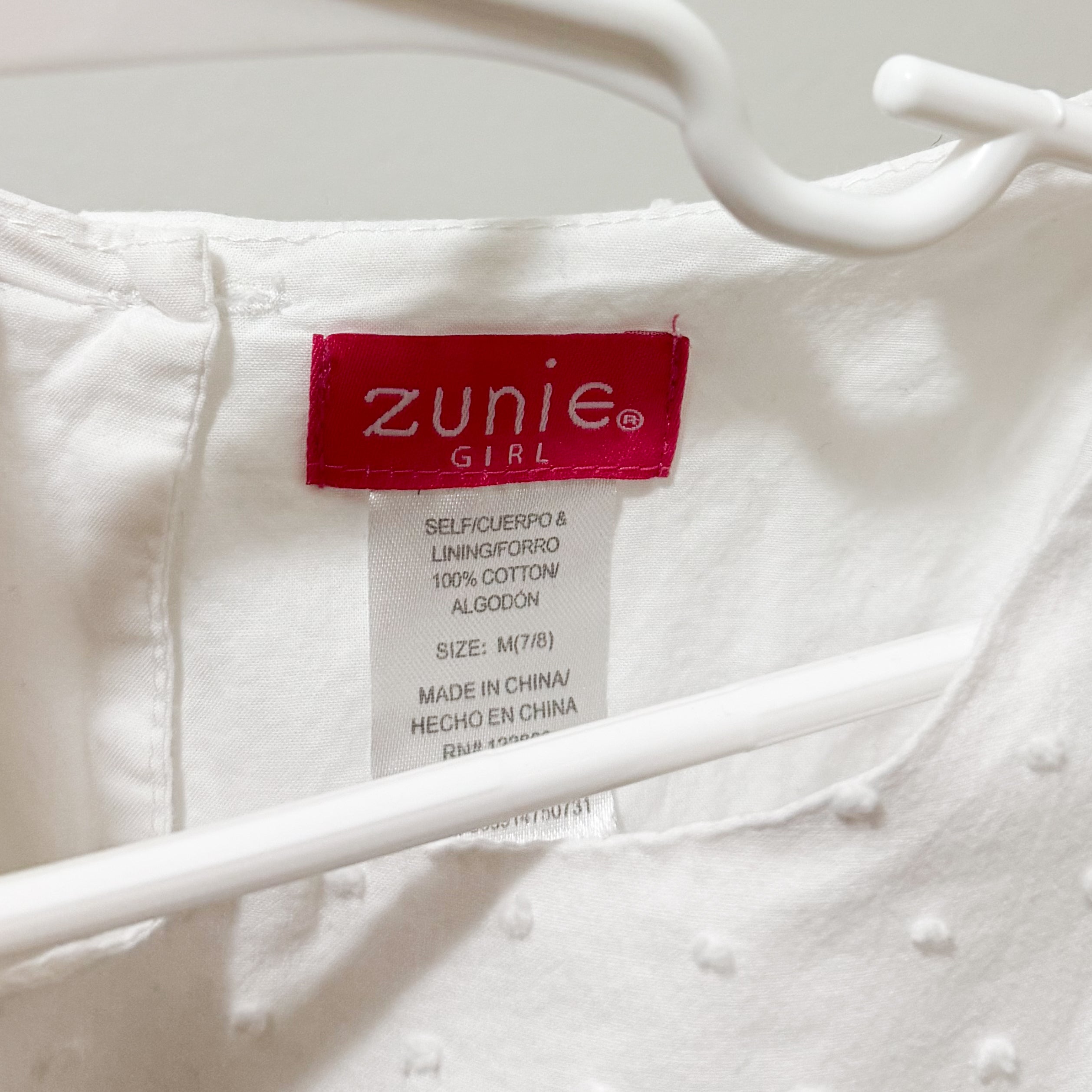 Kids White Polka Dot Ruffle Dress Size 7/8