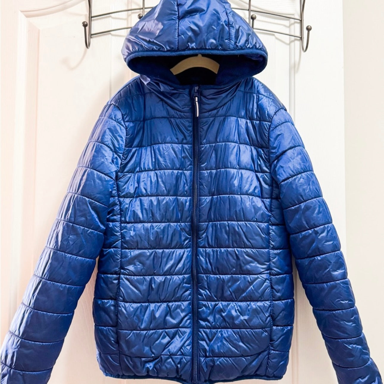 Kids Cat & Jack Shiny Blue Winter Puffer Jacket Size Large
