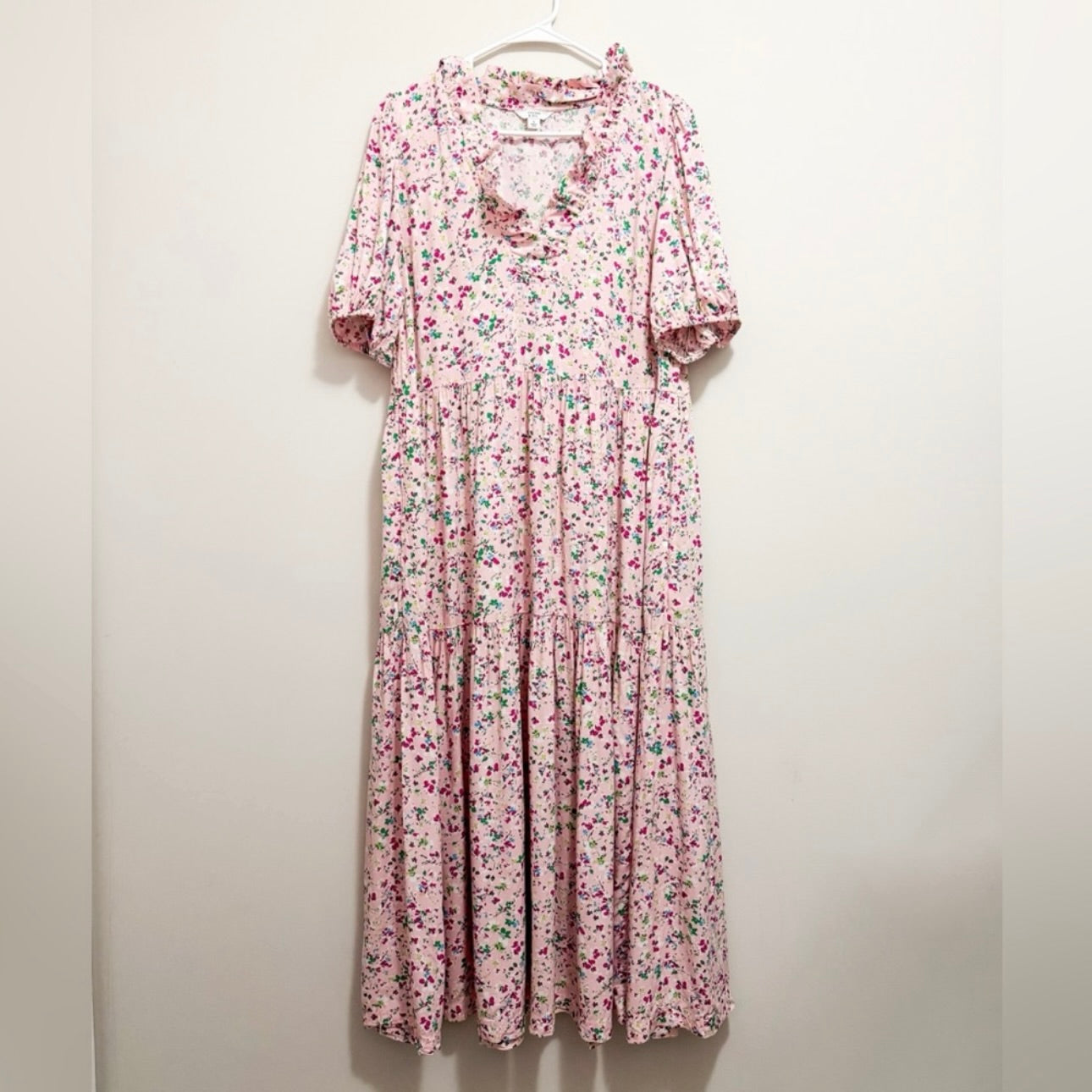 Women’s Long Pink Multicolor Floral Dress Size Large