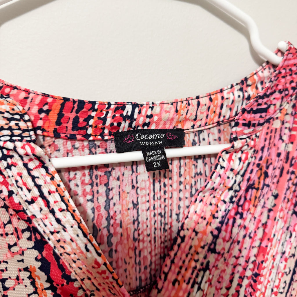 Women’s Hot Pink & Black Patterned Blouse Size 2X