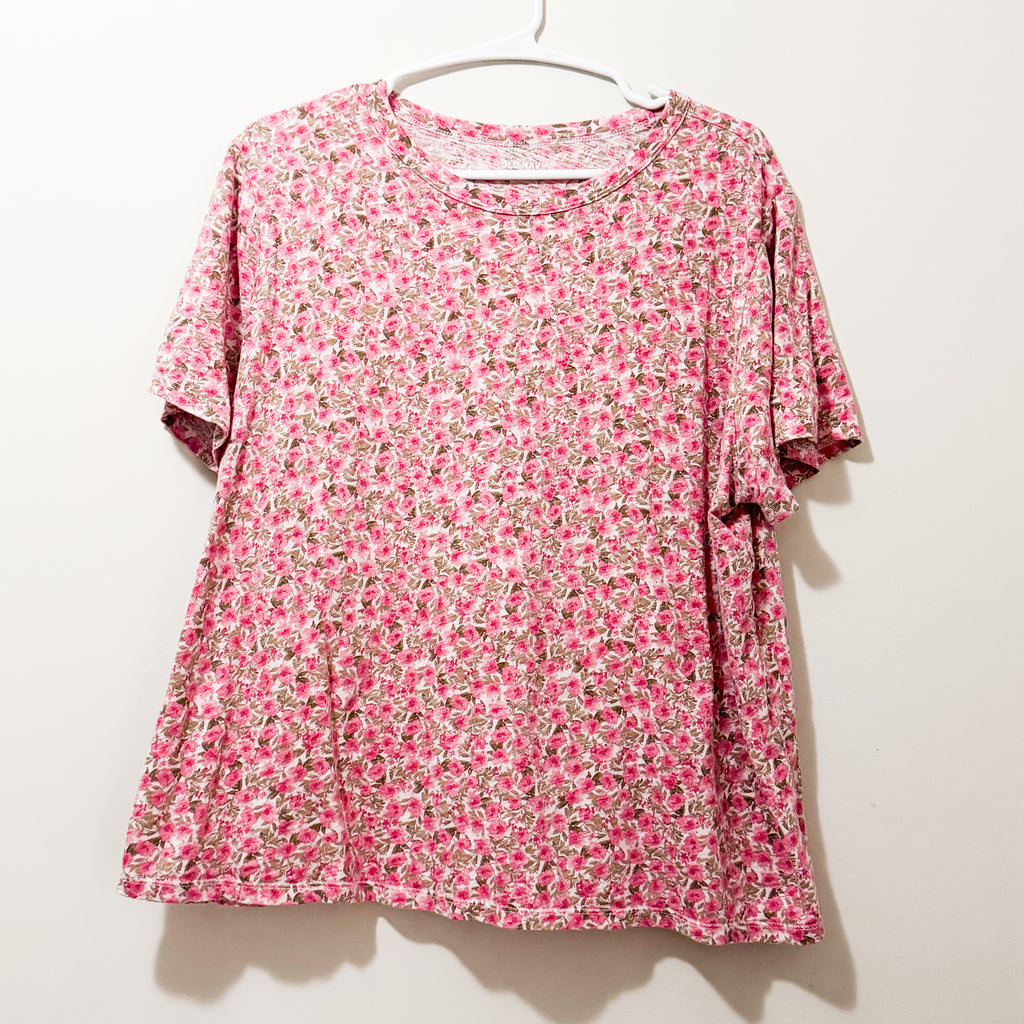 Women’s Pink Floral Old Navy Tee Size XL