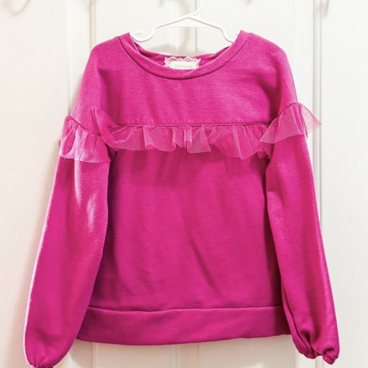 Kids Hot Pink Ruffle Sweater Size 7