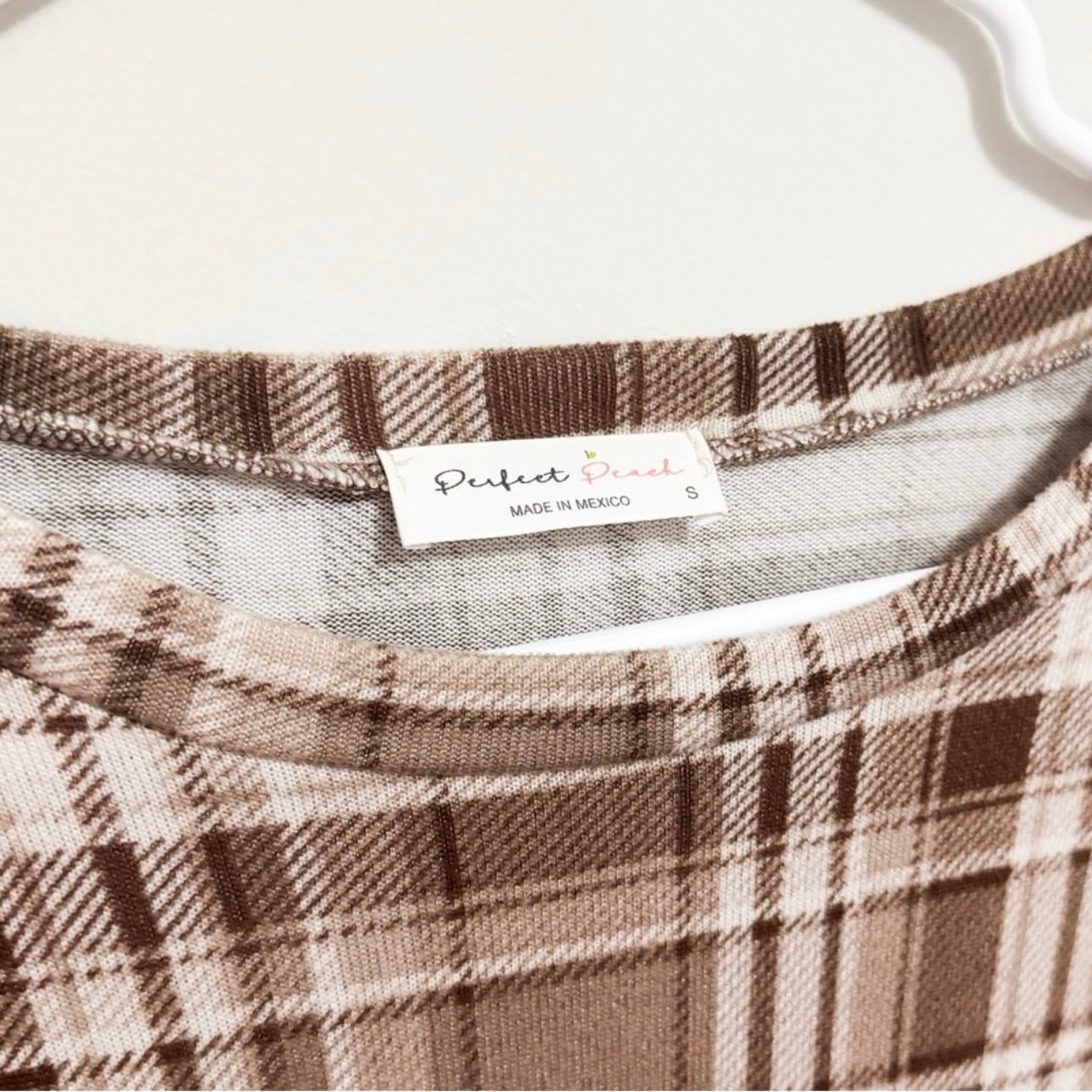 Women’s Brown Plaid Cozy Long Sleeve Top Size Small