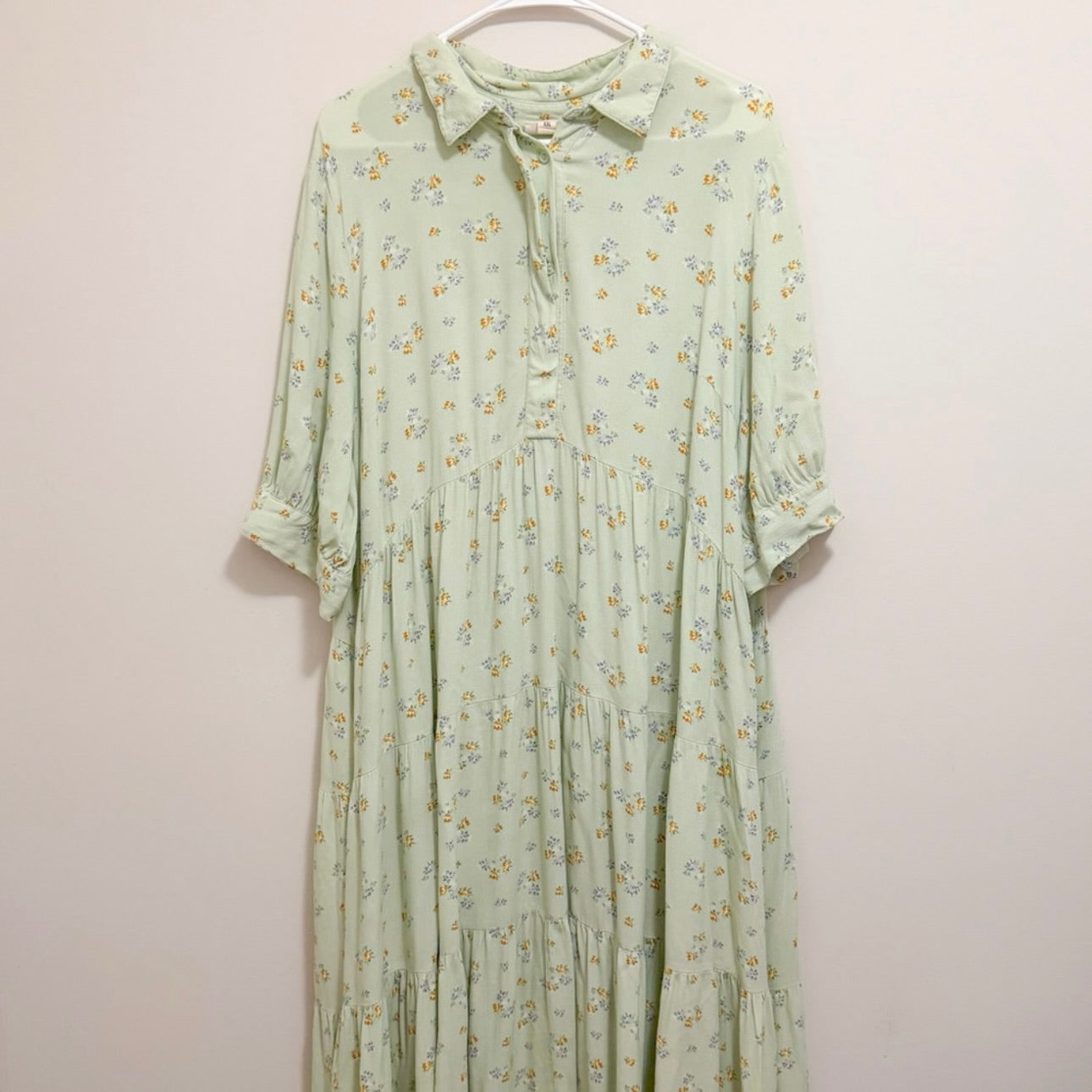 Women’s Long Green Floral Button Dress Size XXL