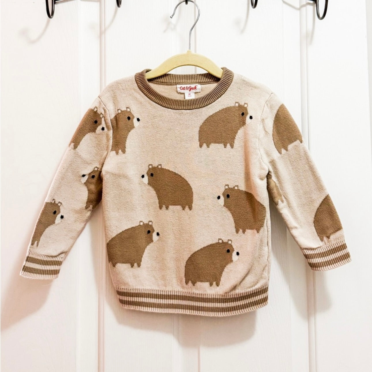 Kids Cat & Jack Brown Bear Sweater Size 2T