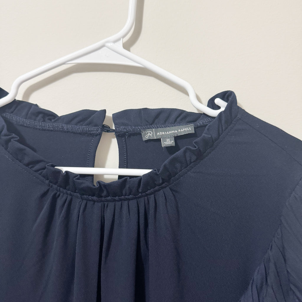 Women’s Navy Ruffle Blouse Size 2X