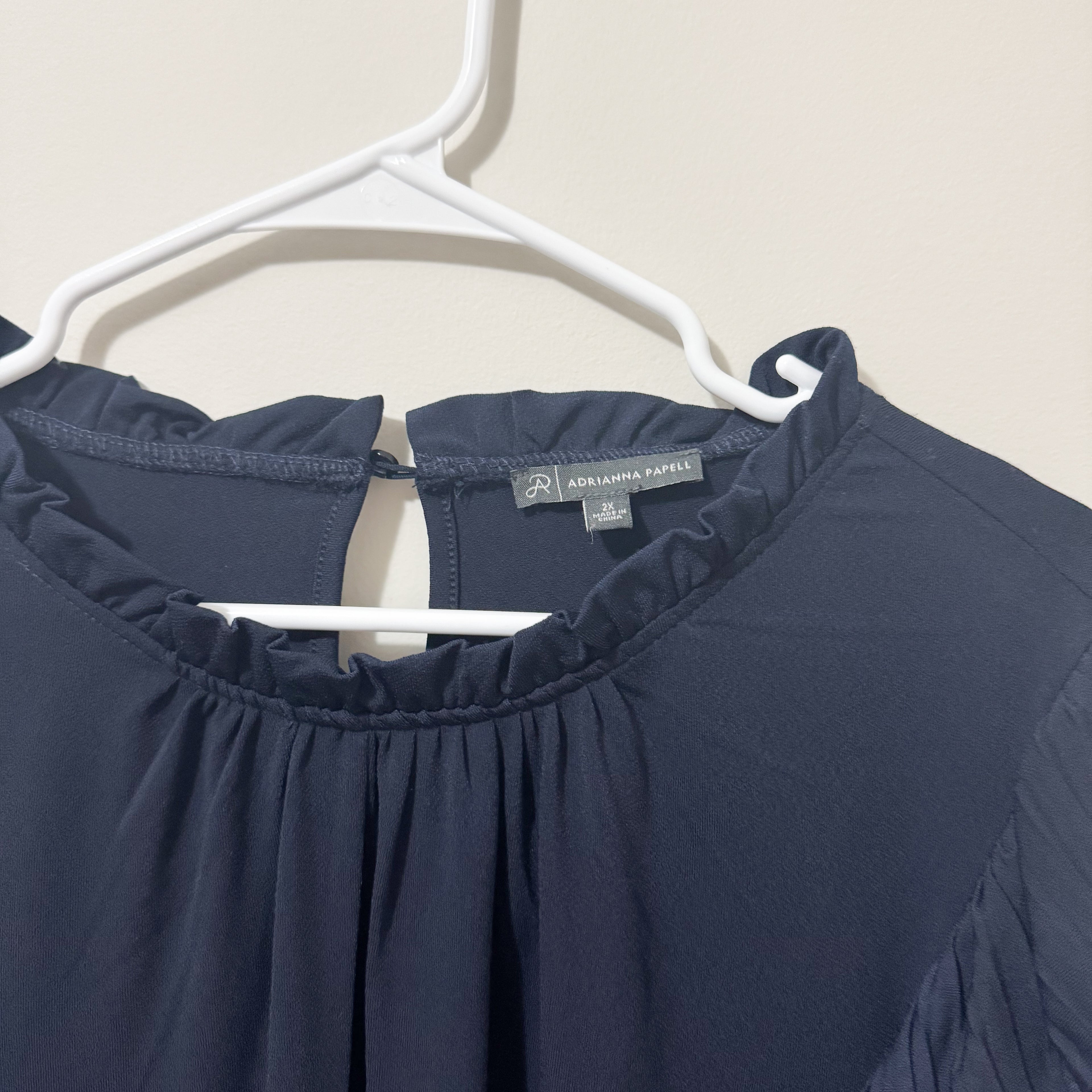Women’s Navy Ruffle Blouse Size 2X