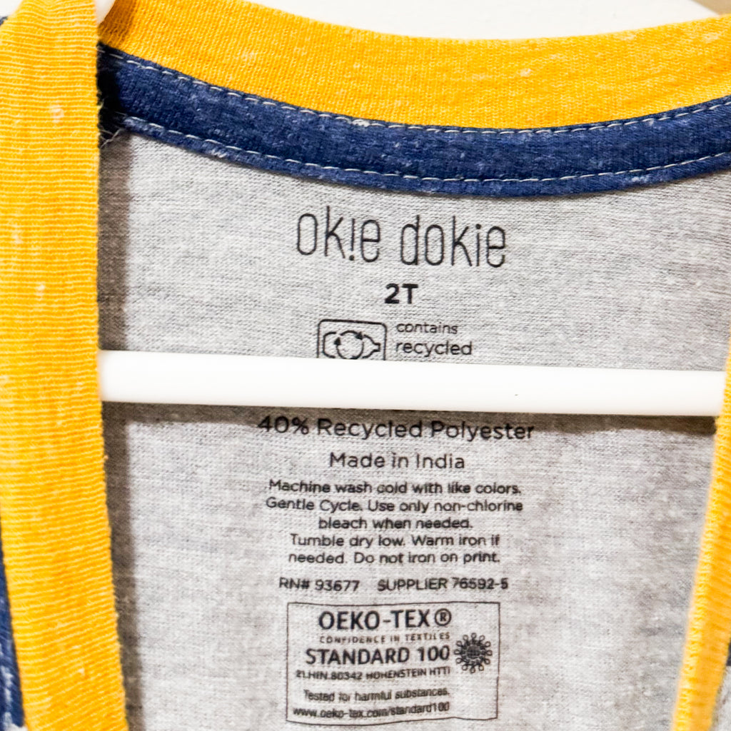 Kids Blue & Yellow Button Baseball Tee Size 2T