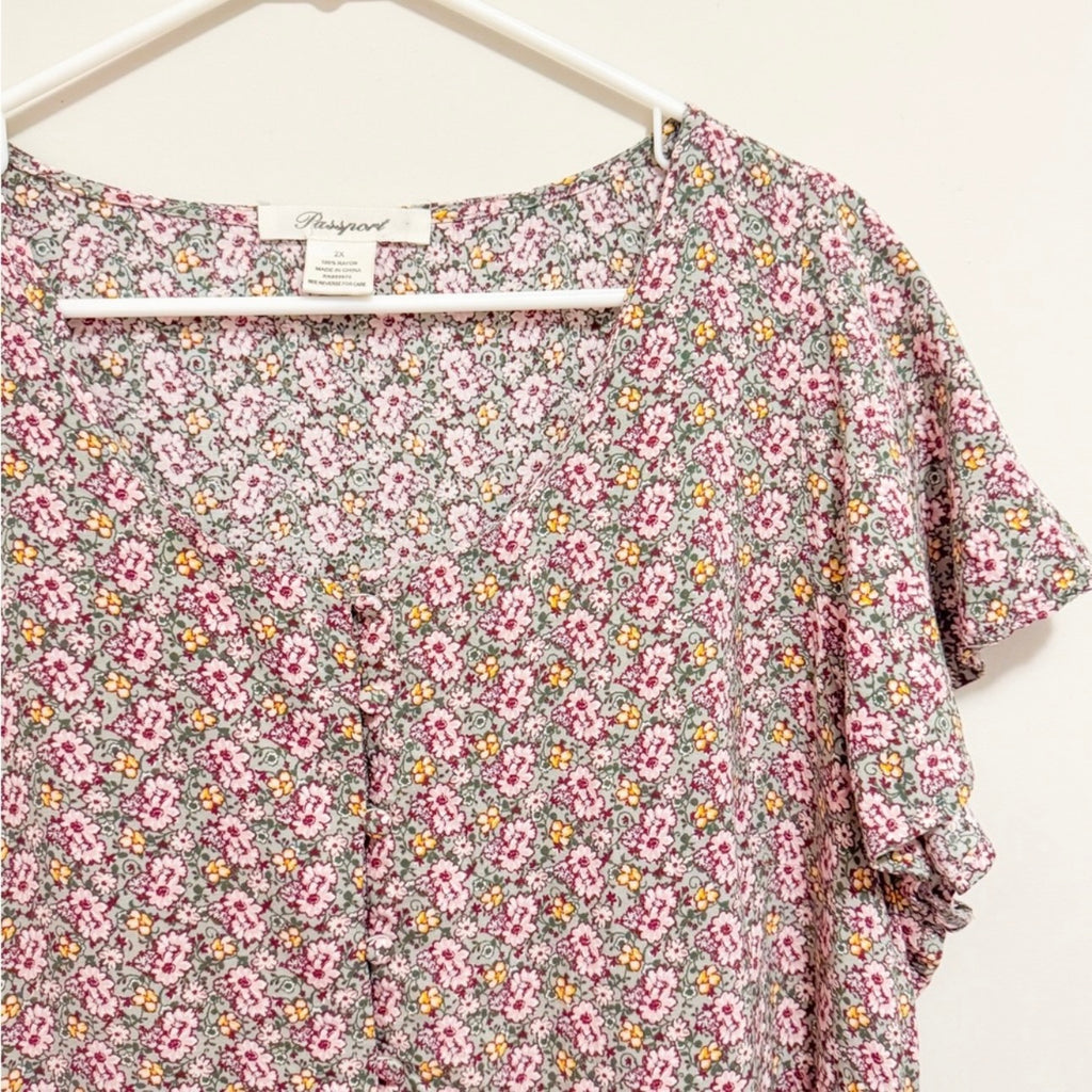 Women’s Pink Floral Midi Dress Size 2X