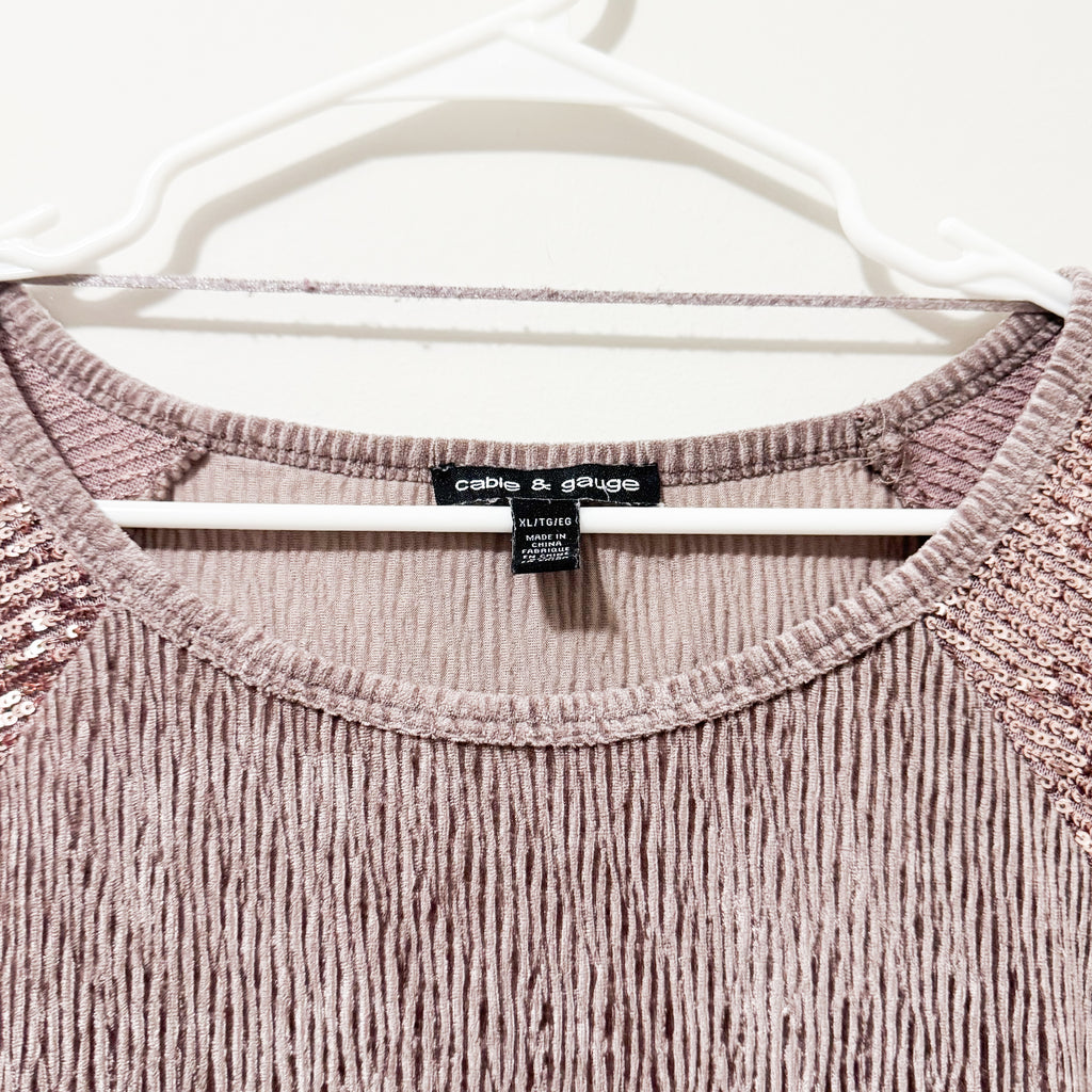 Women’s Brown Sequin Sleeve Top Size XL