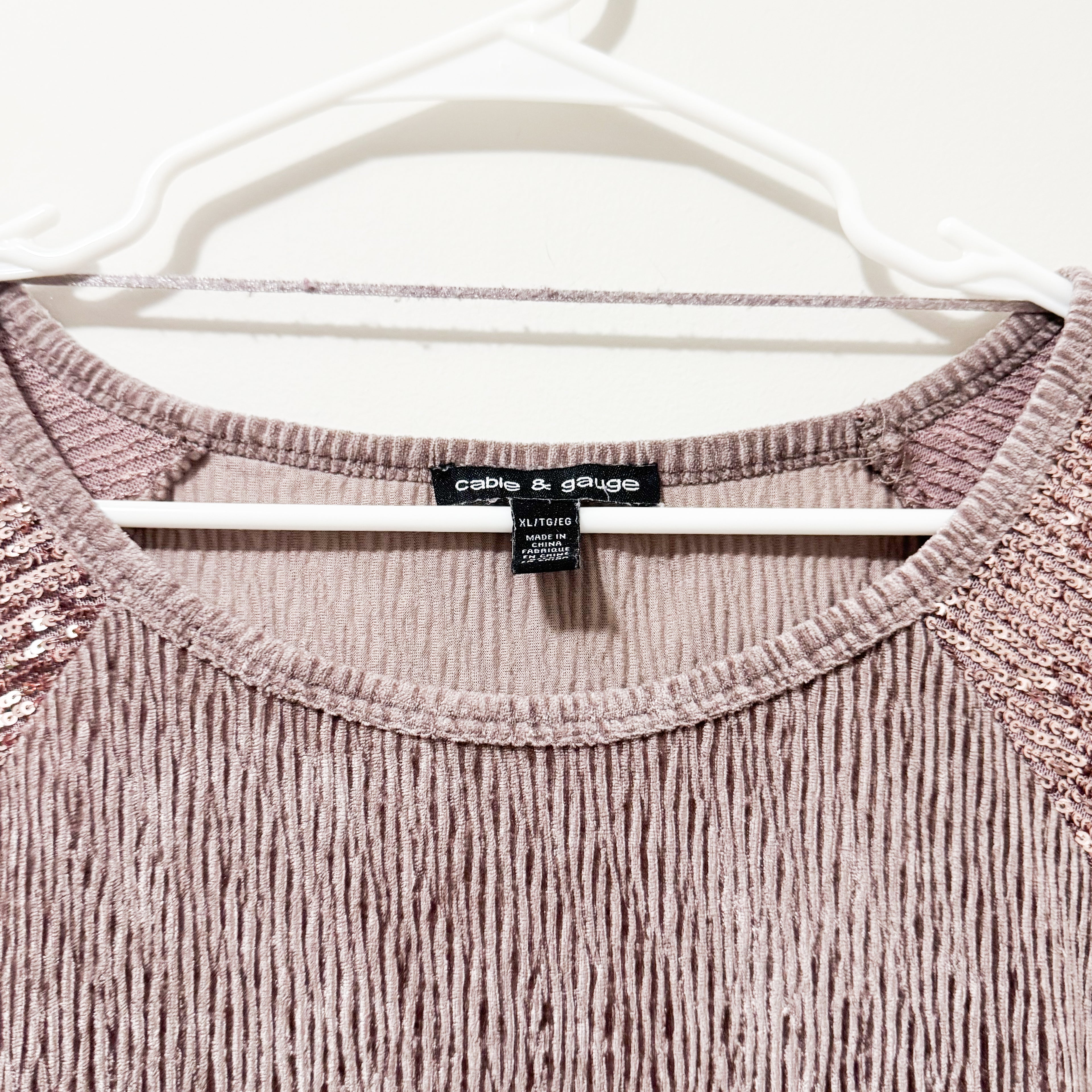 Women’s Brown Sequin Sleeve Top Size XL