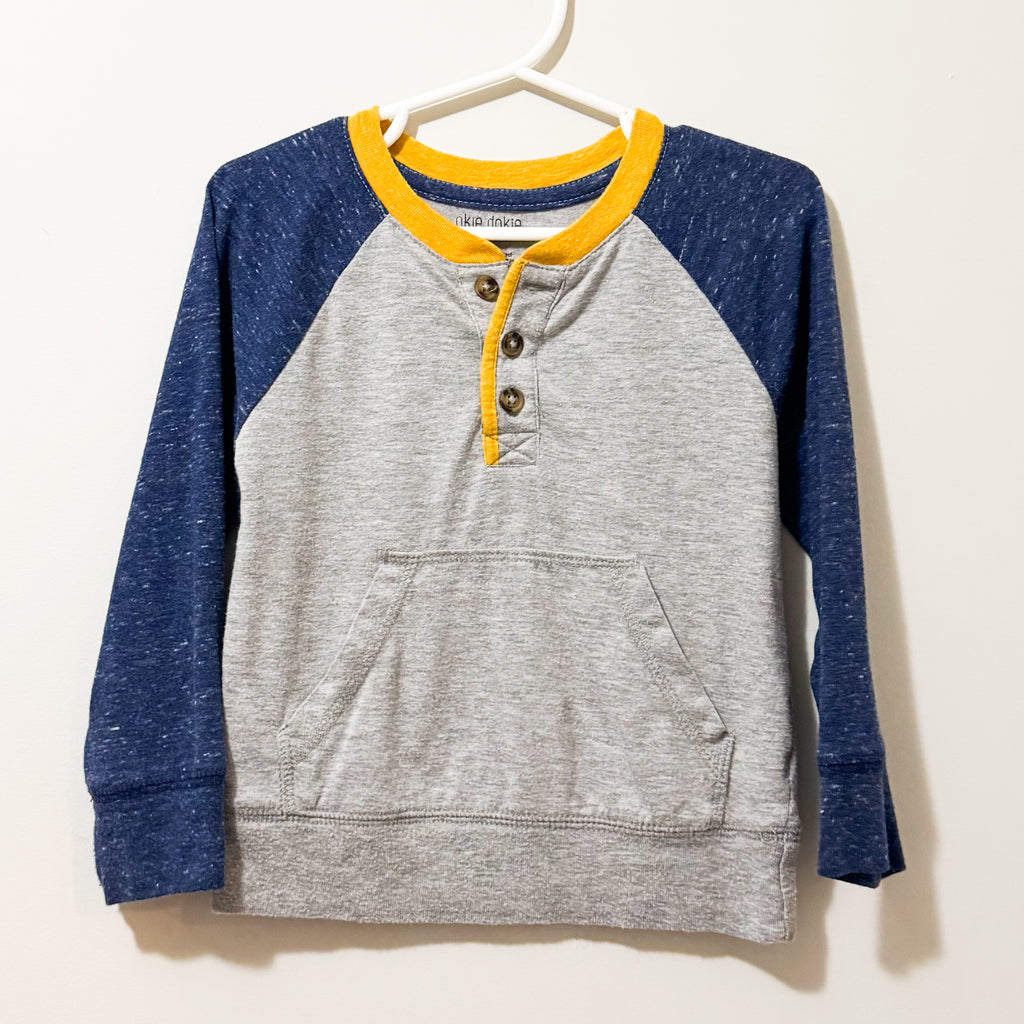 Kids Blue & Yellow Button Baseball Tee Size 2T
