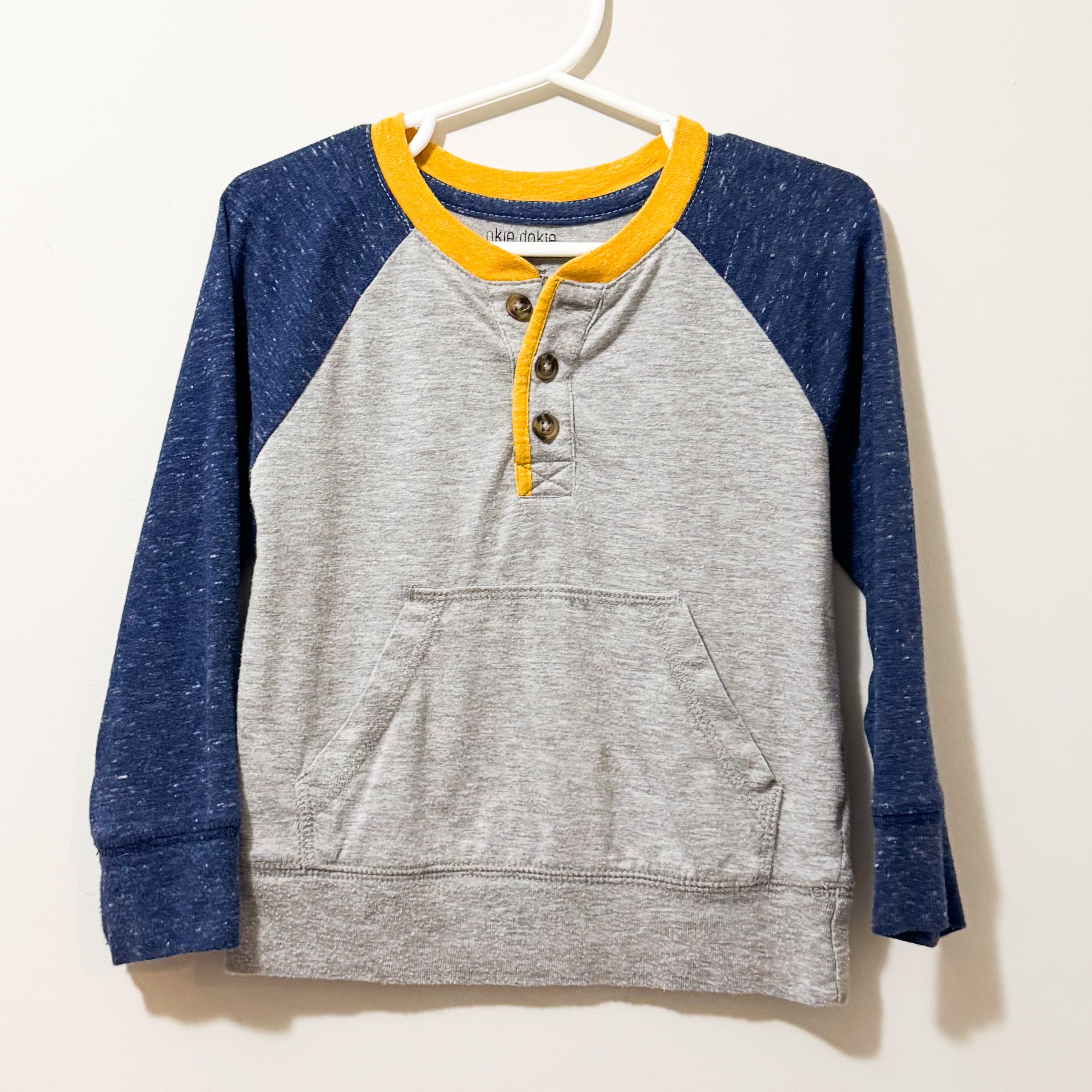 Kids Blue & Yellow Button Baseball Tee Size 2T