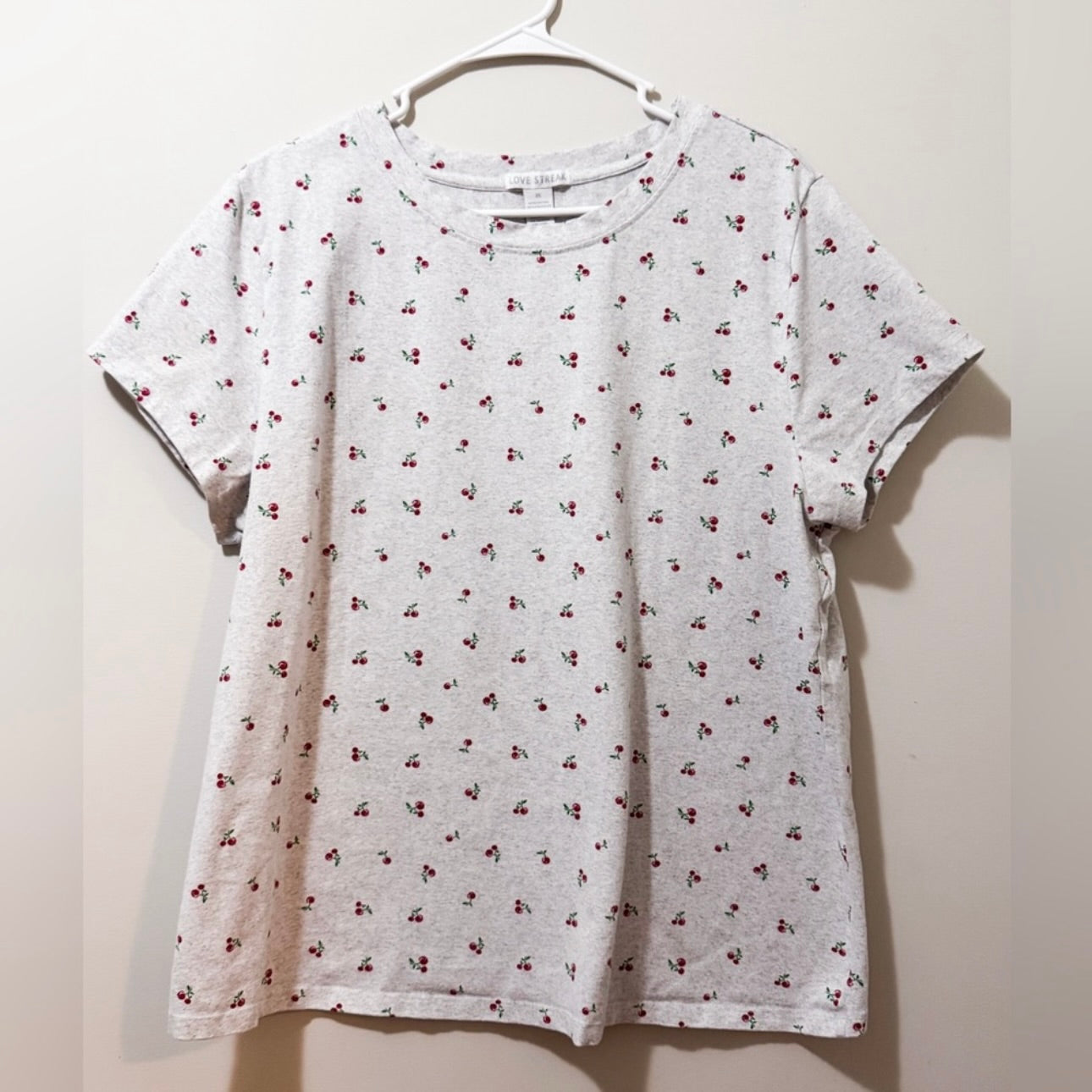 Women’s Grey Cherry Print Tee Size 3X