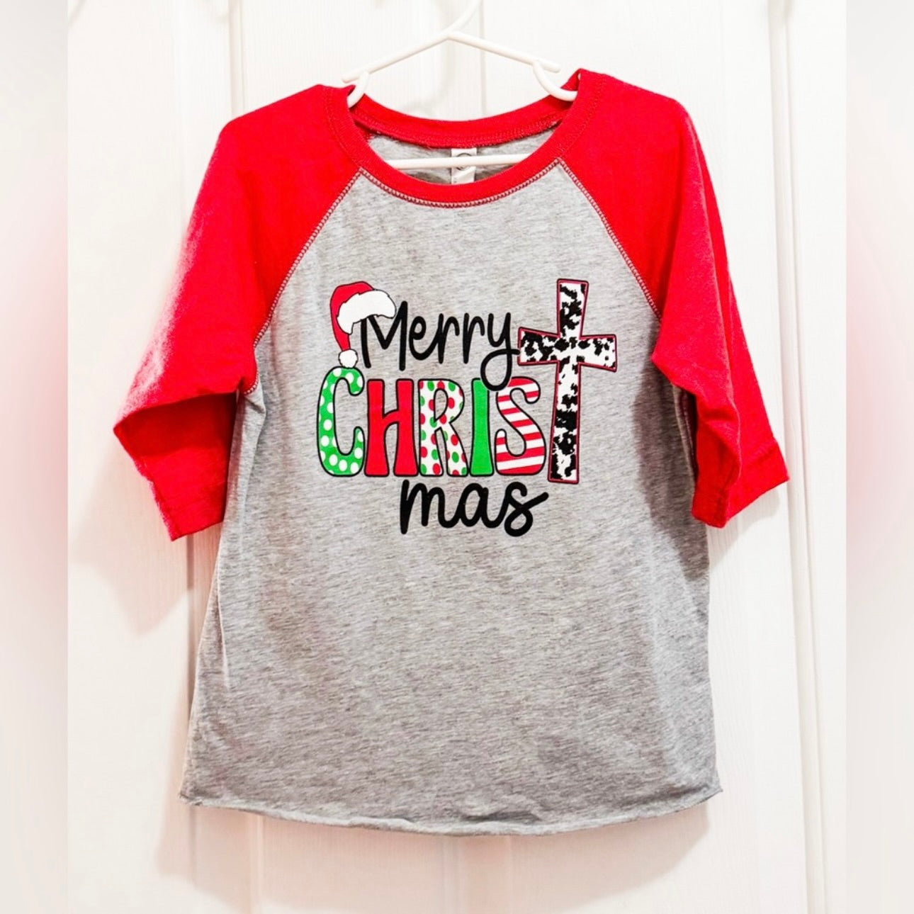 Kids Merry Christmas Baseball Tee Size 4
