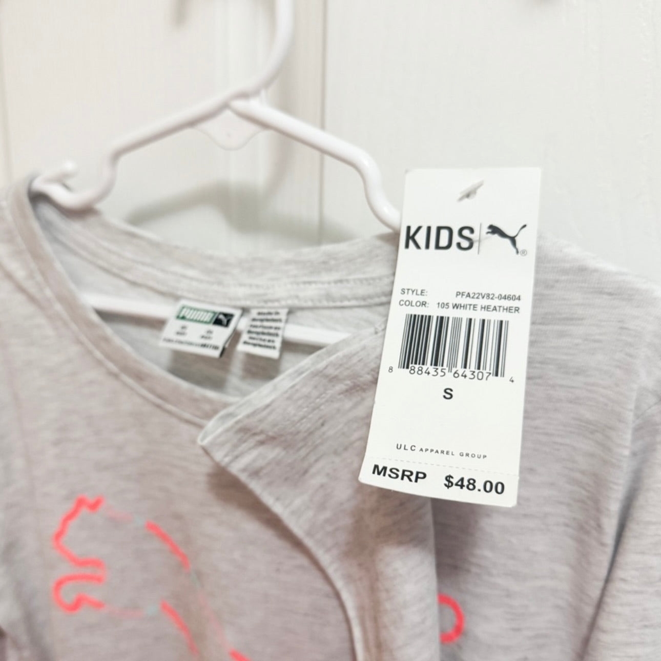 Kids Puma Grey & Pink Long Sleeve Shirt Size 7