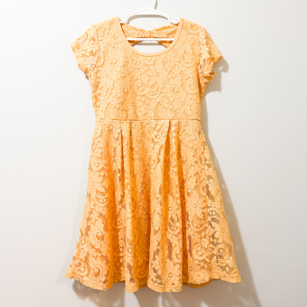 Kids Lace Floral Orange Dress Size 8