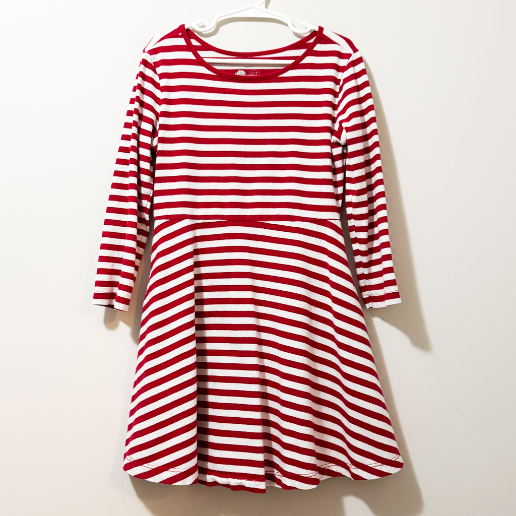 Kids Red & White Striped Dress Size 6/7