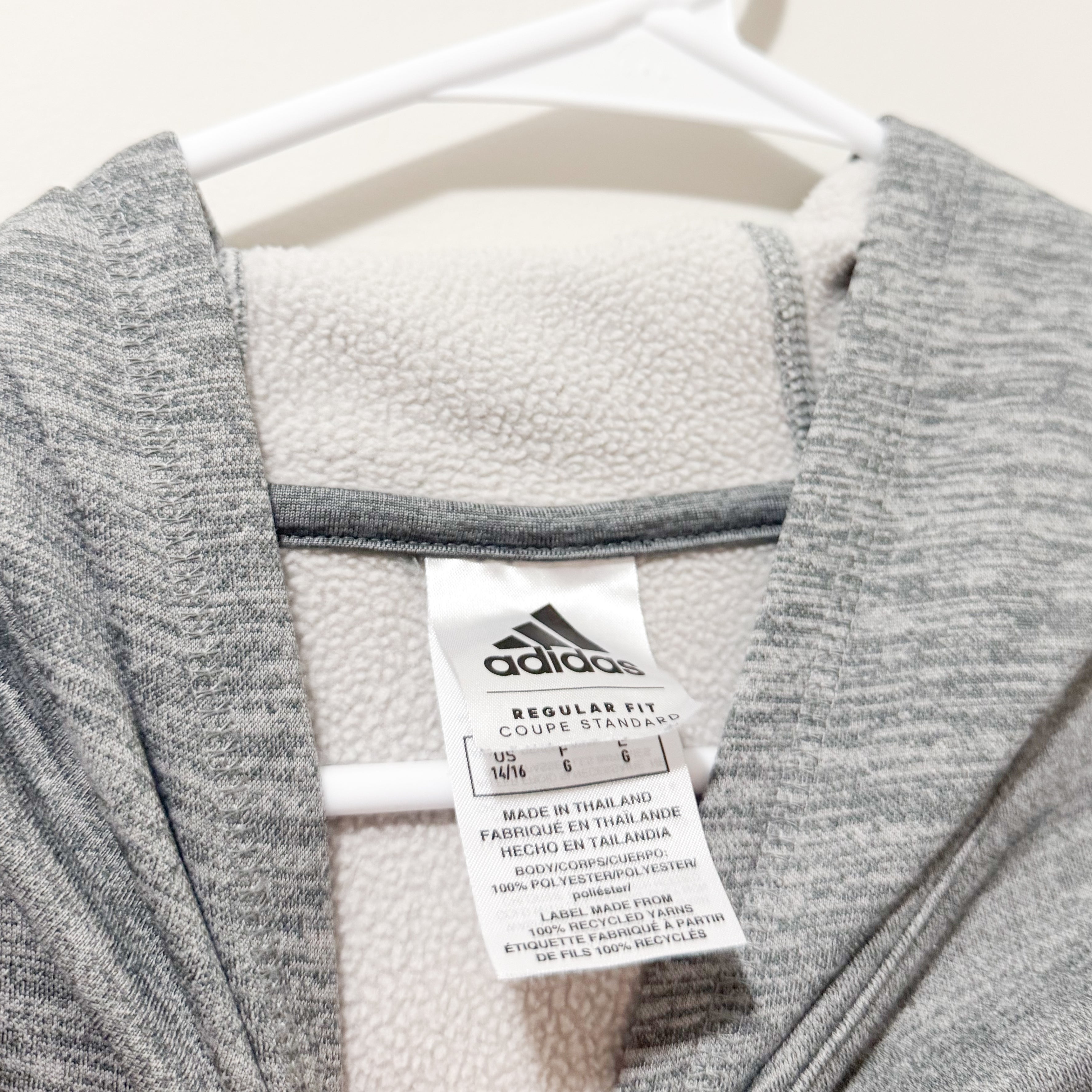 Kids Grey Adidas Hoodie Size Large 14/16