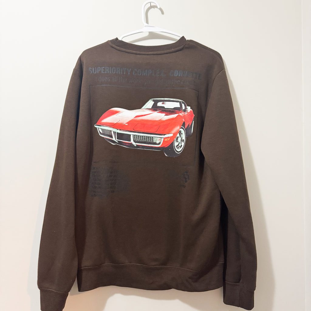 Unisex Corvette Brown Sweater Size Small