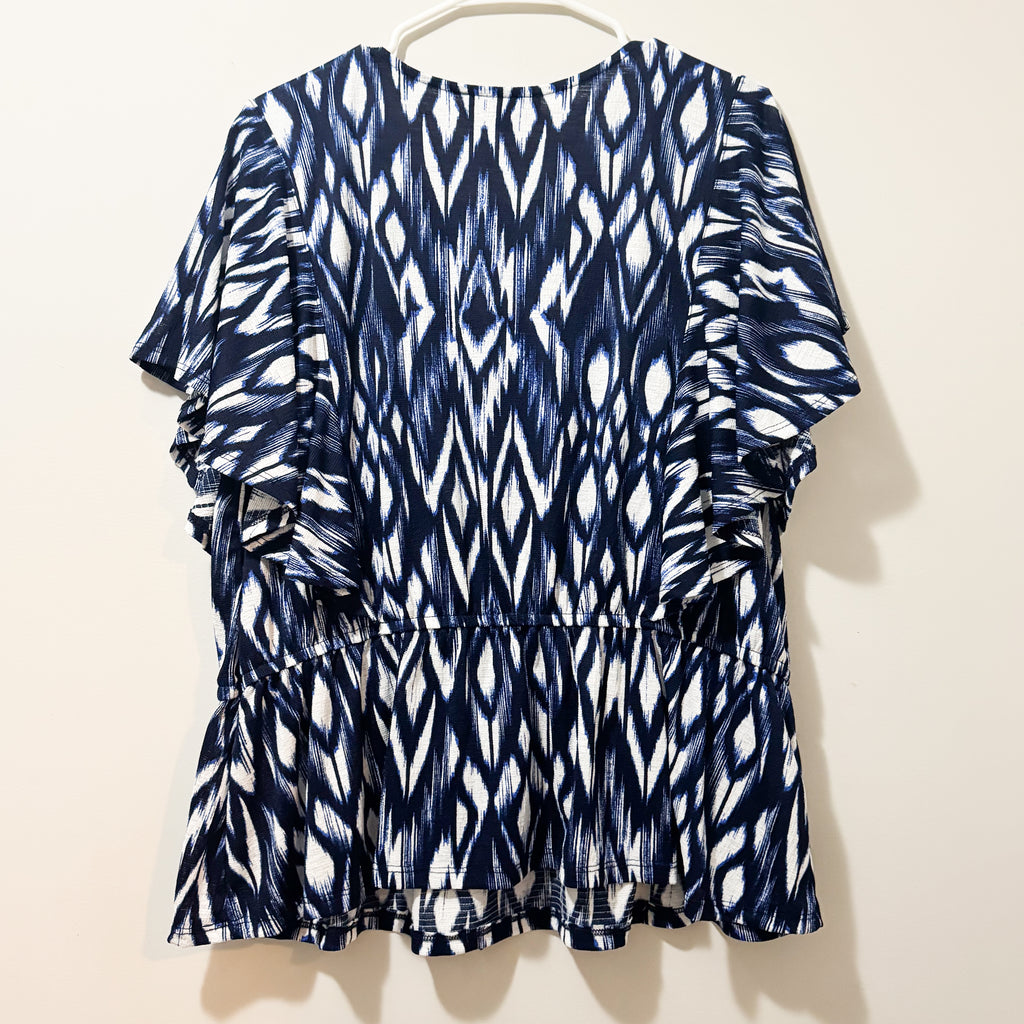 Women’s Navy & White Pattered Blouse Size 2X