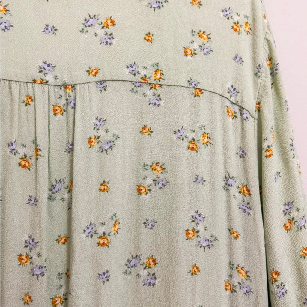 Women’s Long Green Floral Button Dress Size XXL