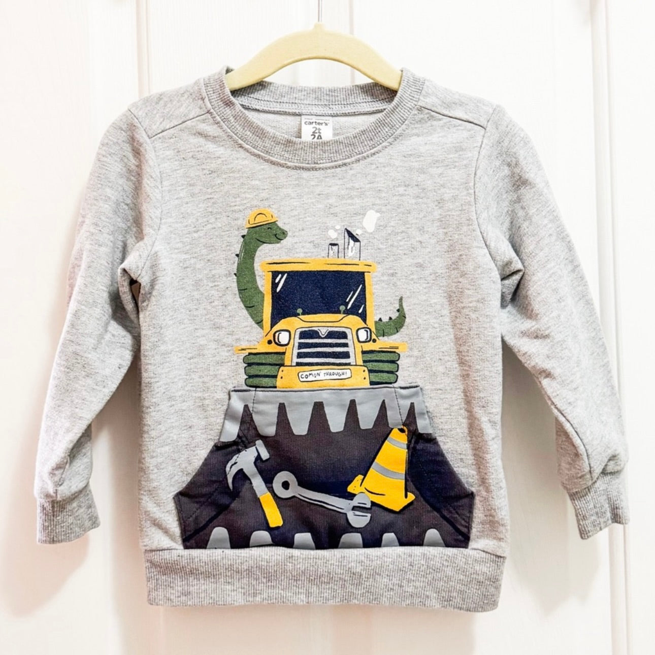 Kids Grey Carter’s Construction Crewneck Size 2T
