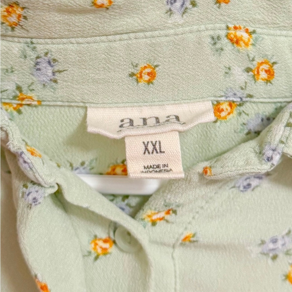 Women’s Long Green Floral Button Dress Size XXL