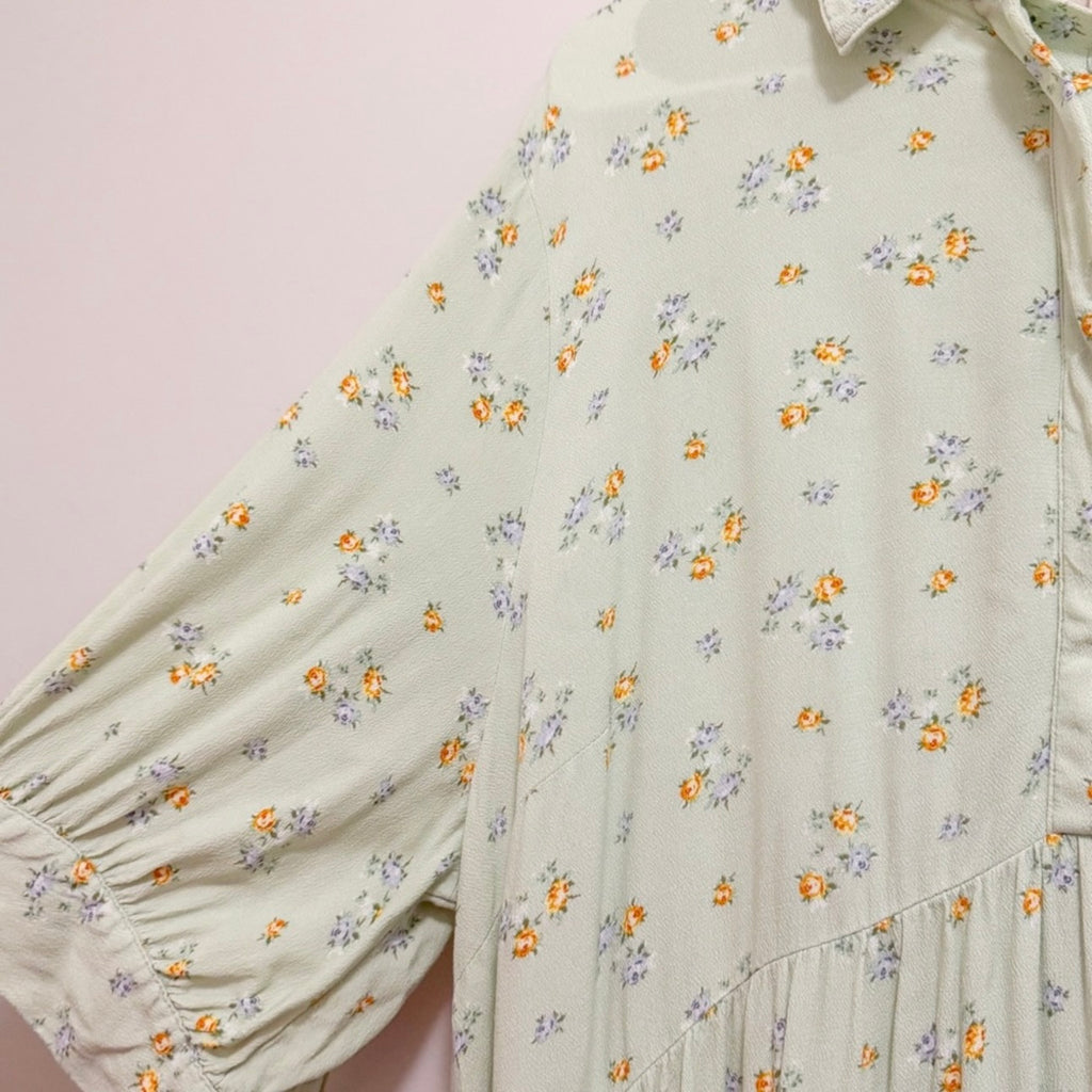 Women’s Long Green Floral Button Dress Size XXL