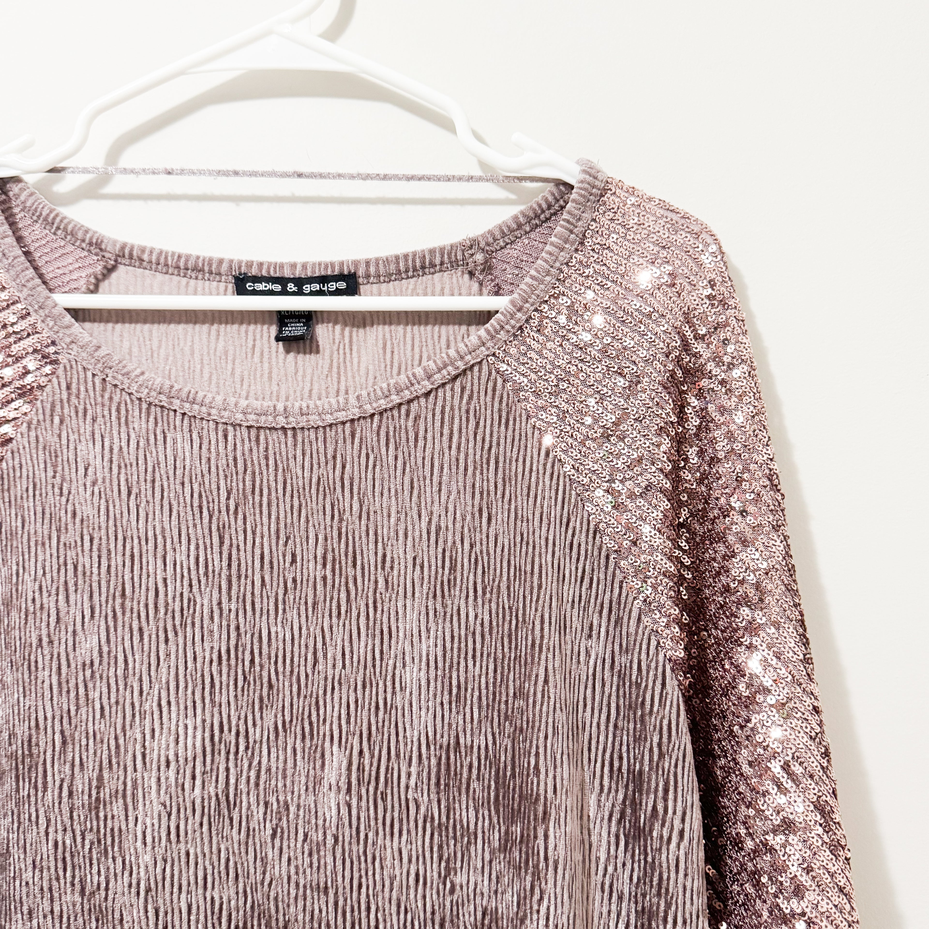 Women’s Brown Sequin Sleeve Top Size XL