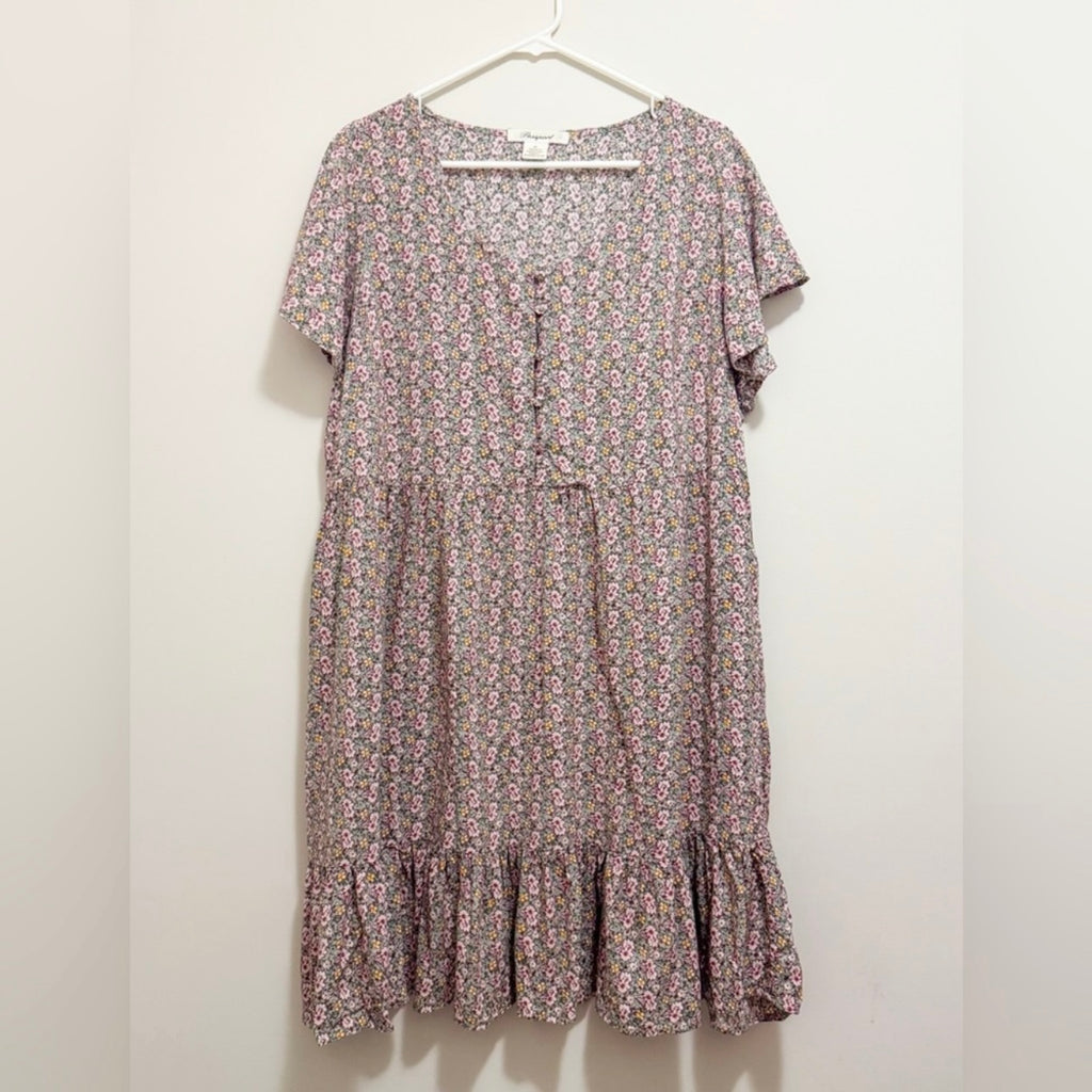 Women’s Pink Floral Midi Dress Size 2X