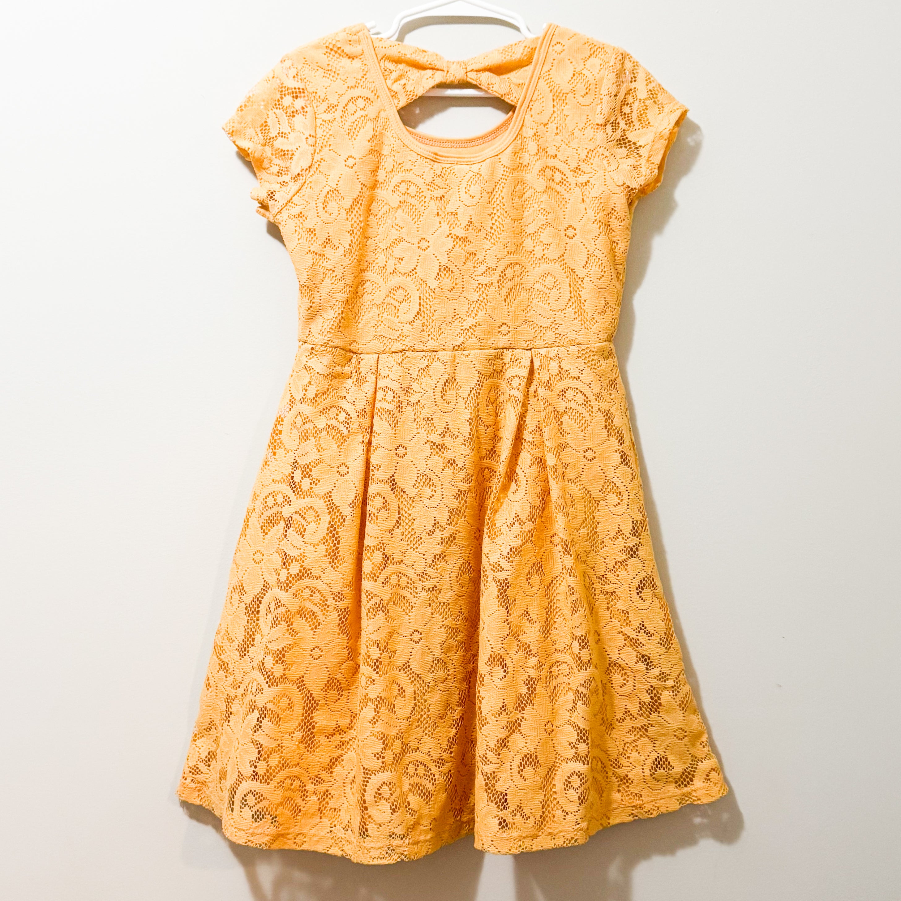 Kids Lace Floral Orange Dress Size 8