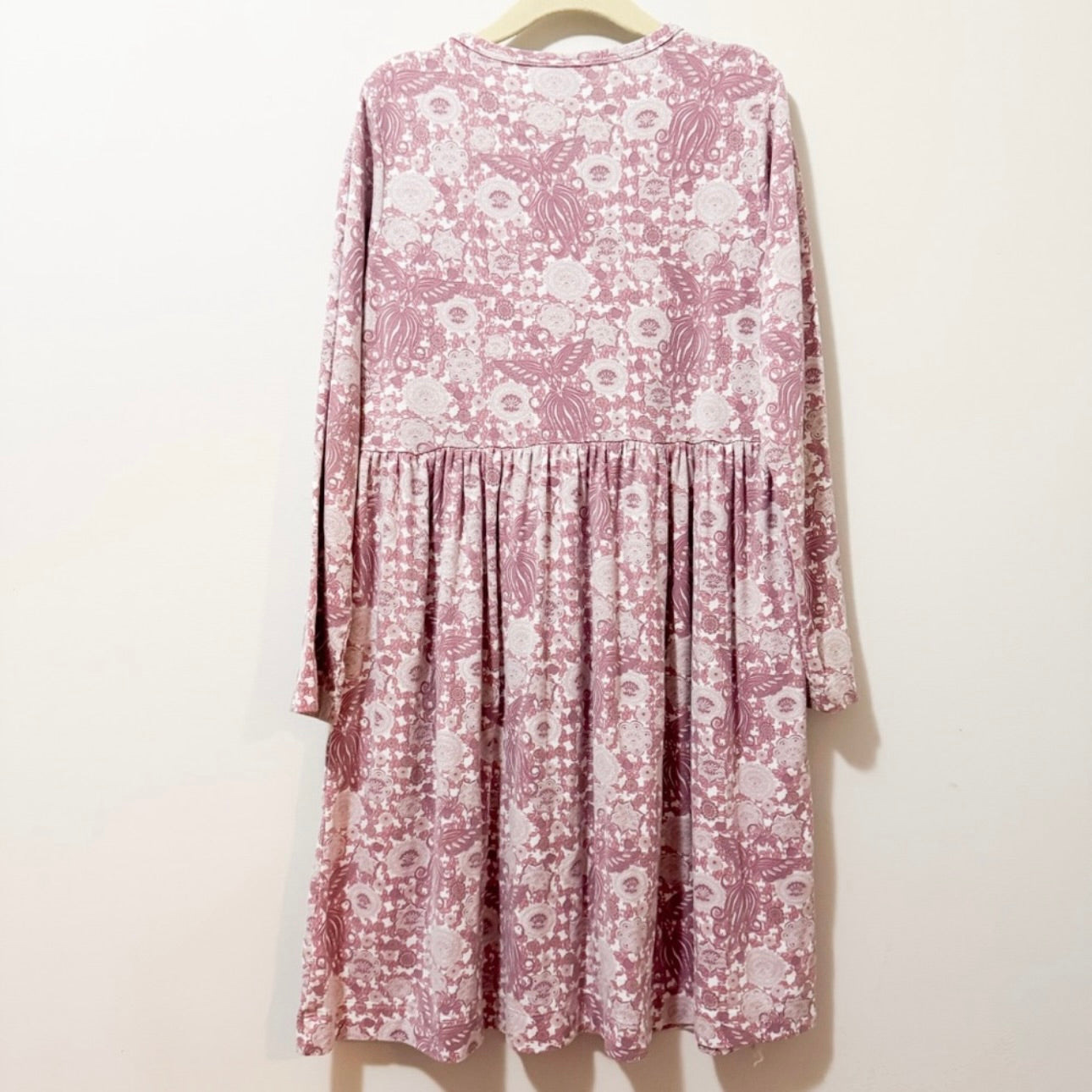 Kids Posh Peanut Mauve Pink Floral Long Sleeve Dress Size 7