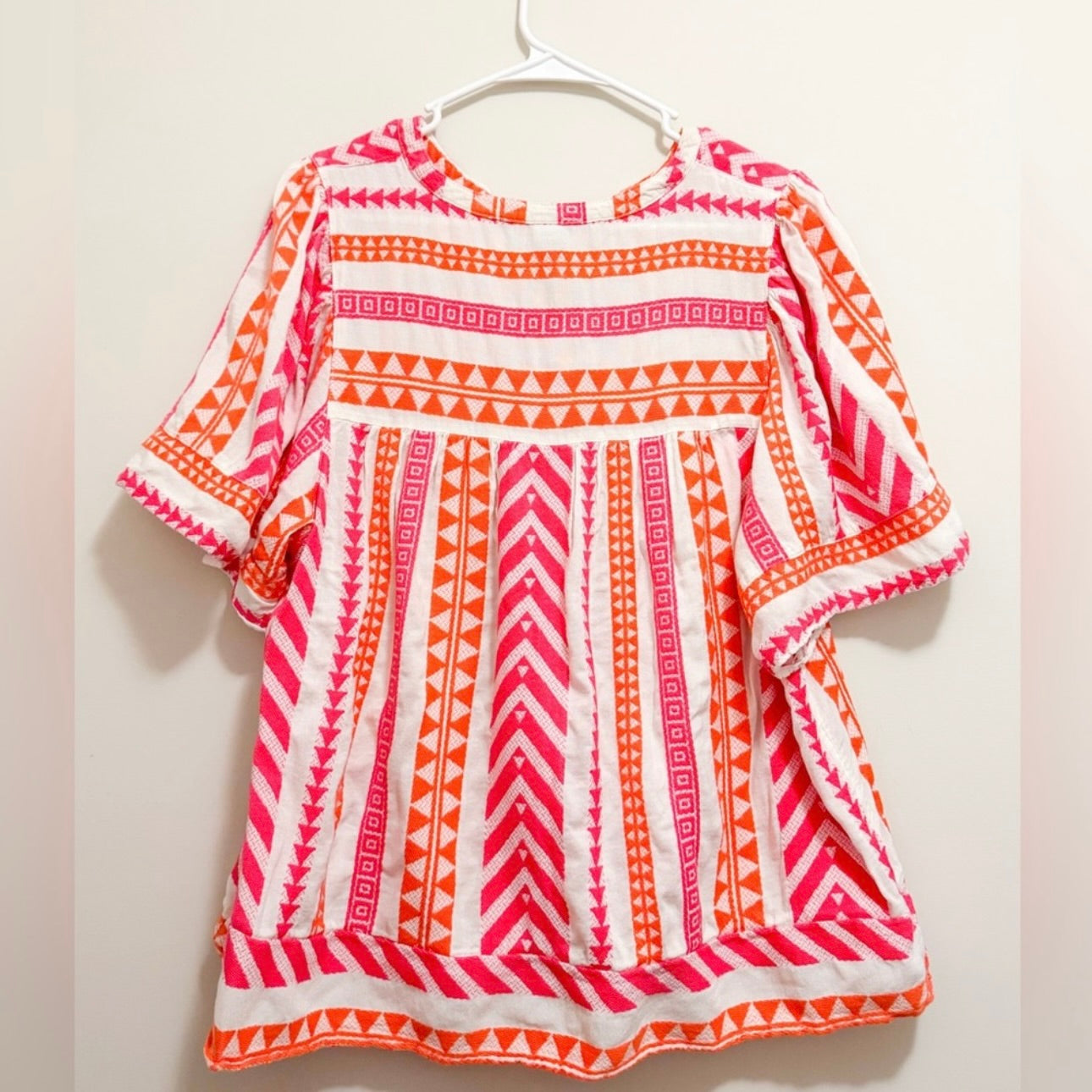 Women’s Pink & Orange Old Navy Patterned Blouse Size XL