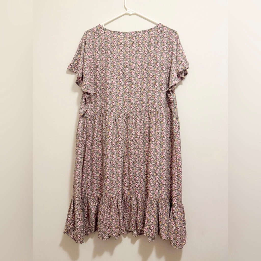 Women’s Pink Floral Midi Dress Size 2X